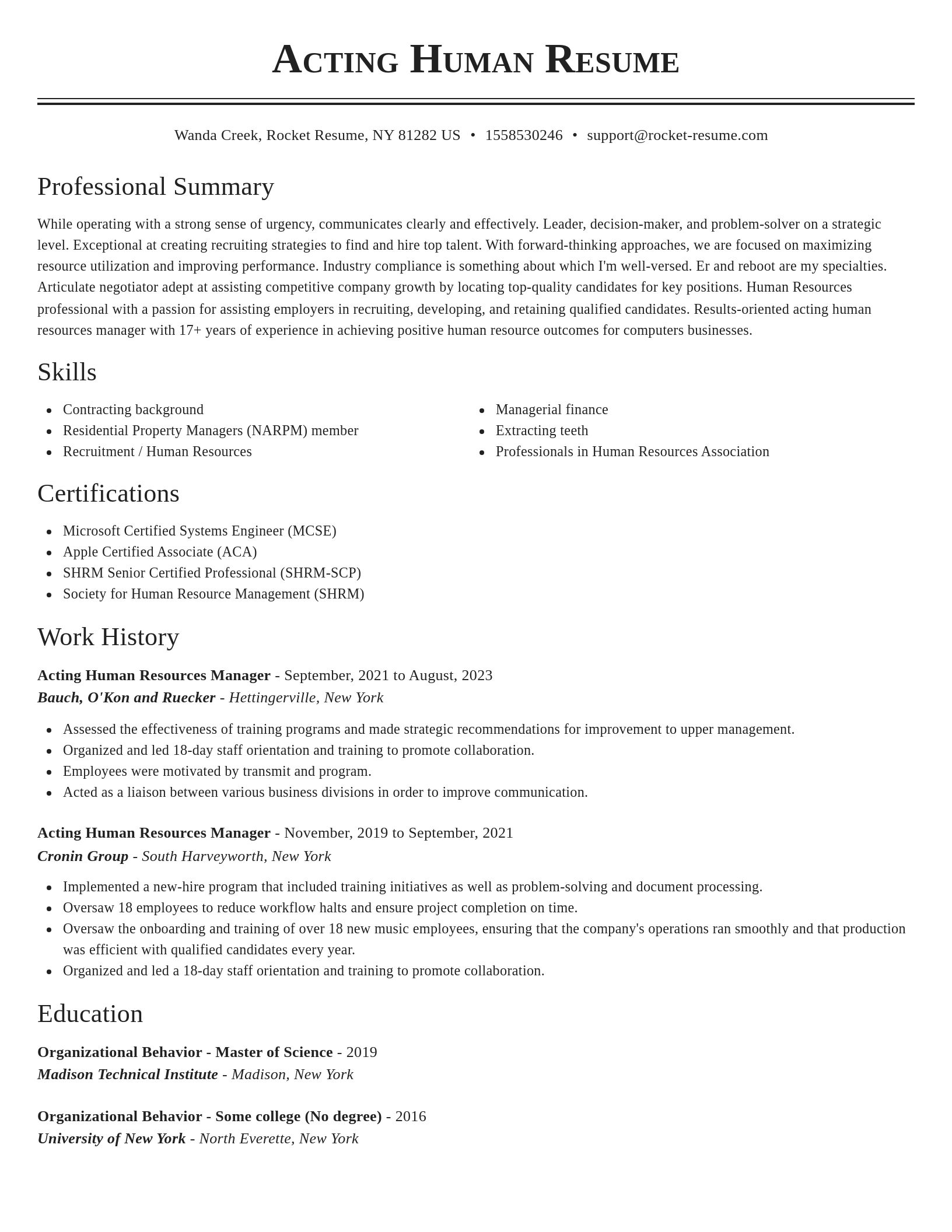 Classic resume template