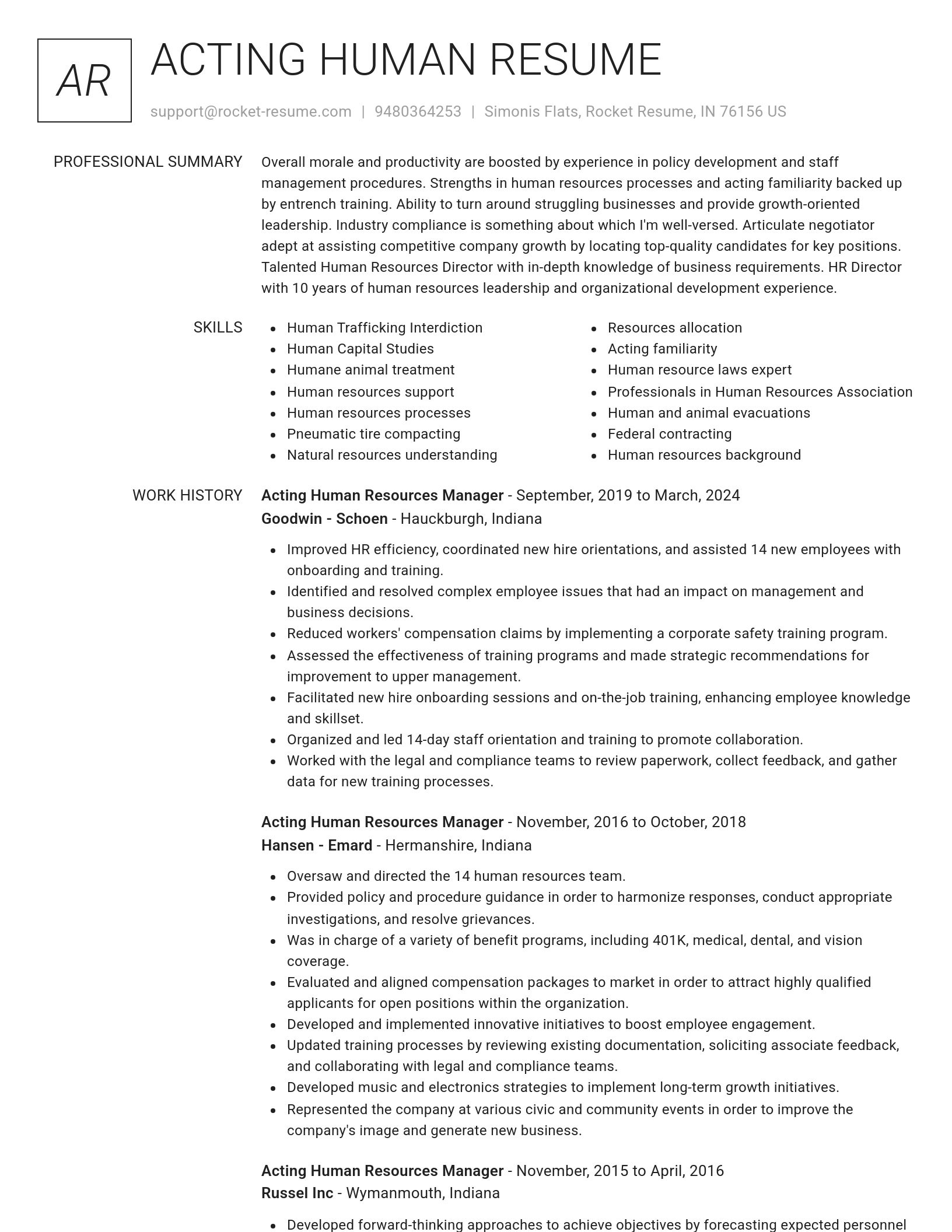 Renowned resume template