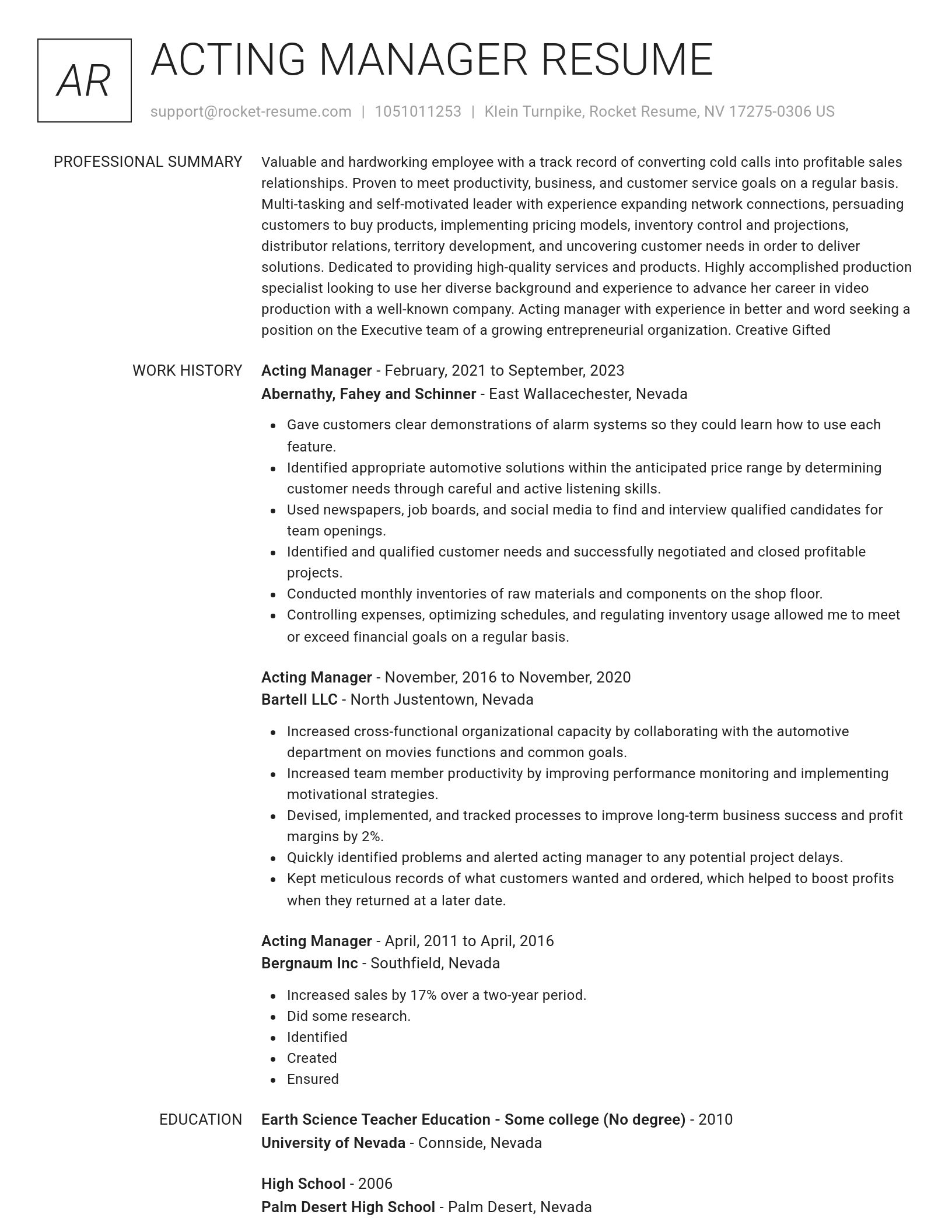 Renowned resume template