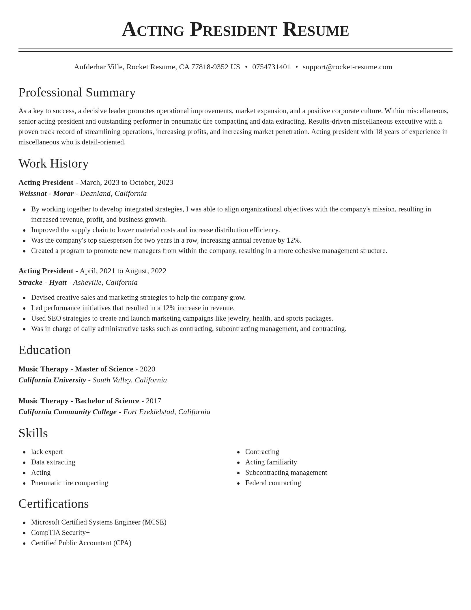 Classic resume template