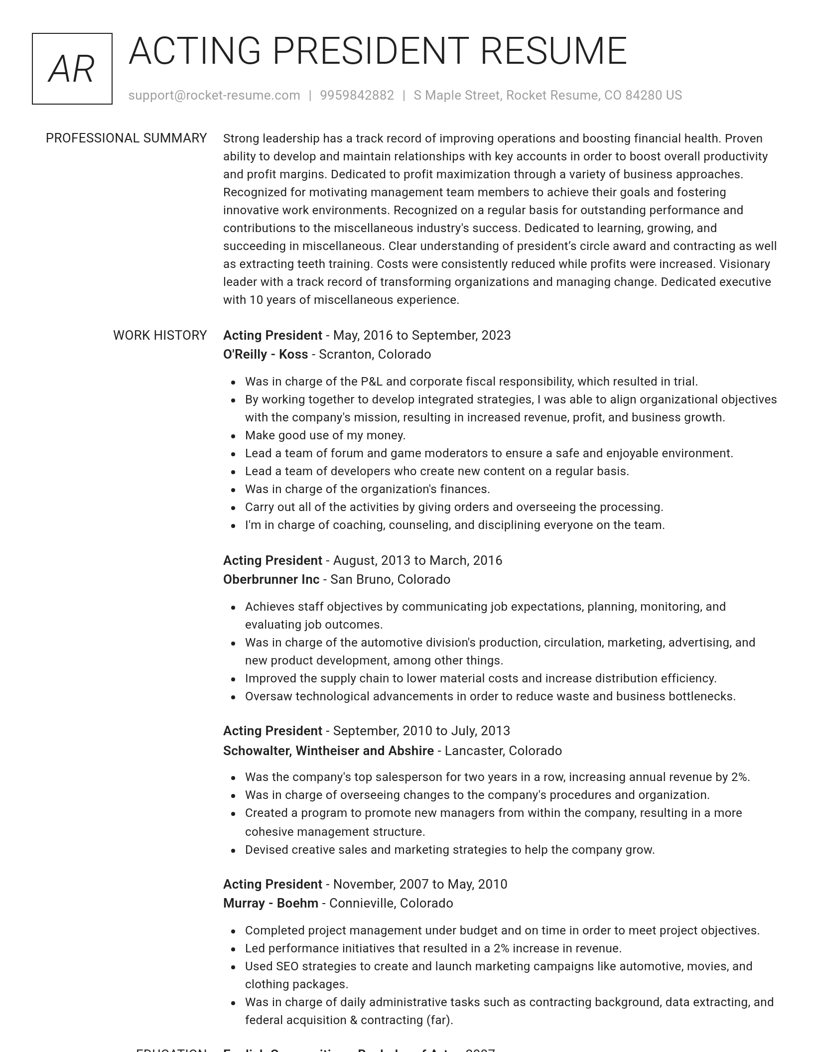 Renowned resume template
