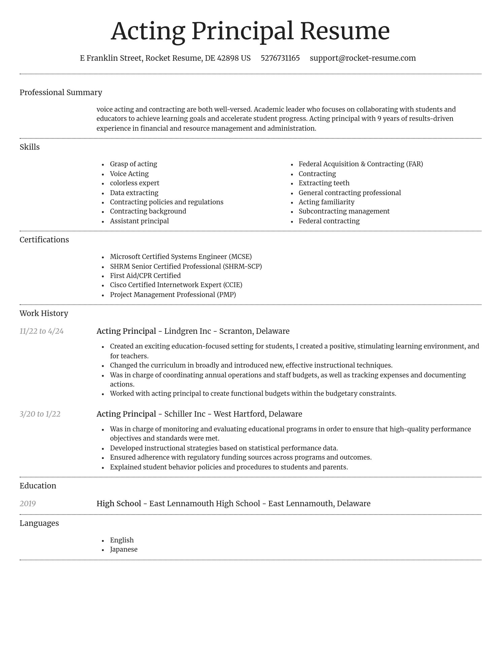 Dignified resume template