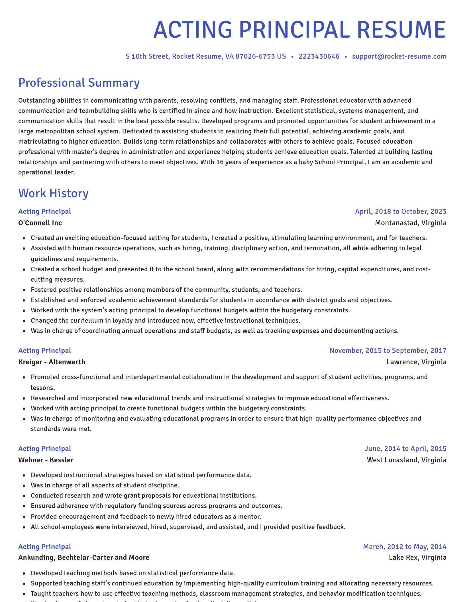 Novel resume template
