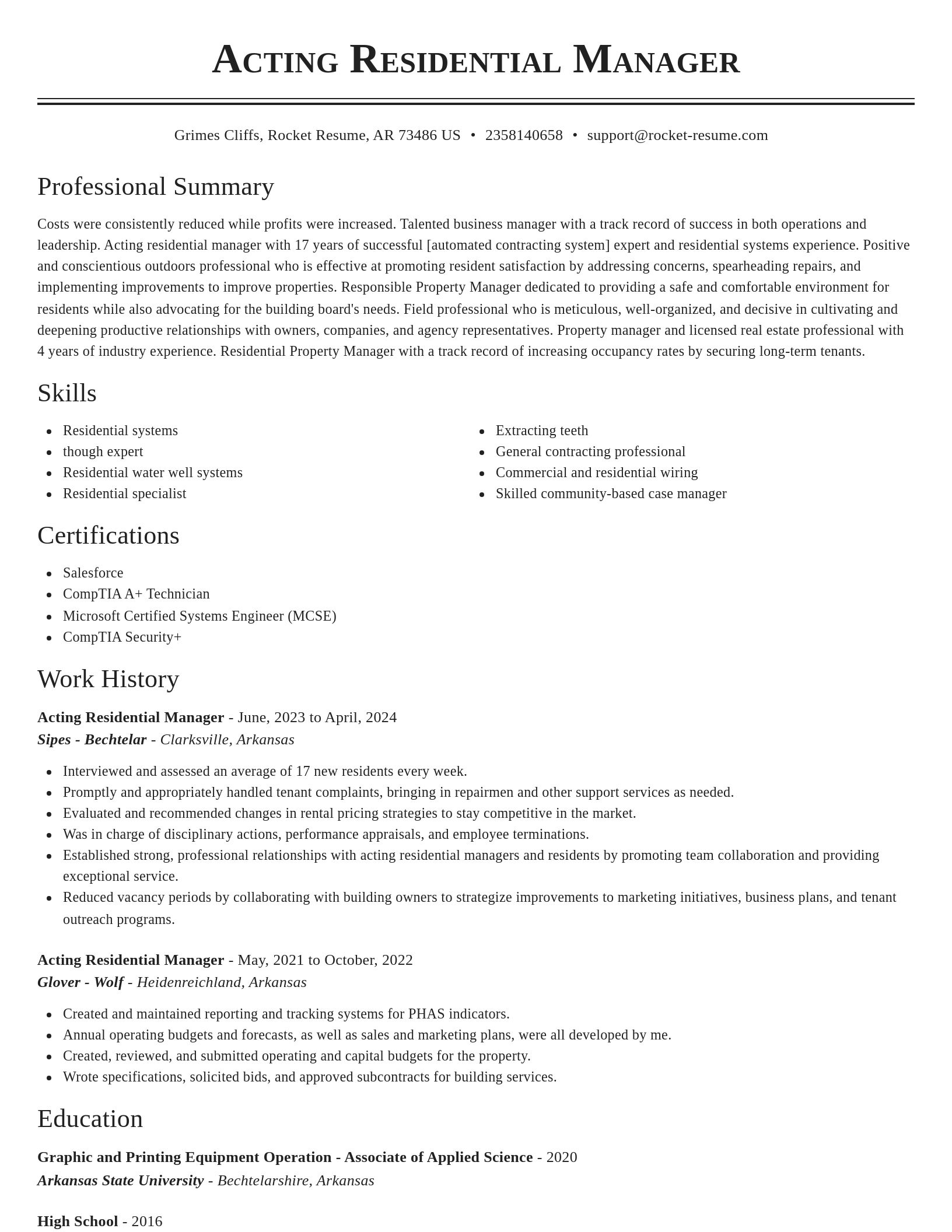 Classic resume template