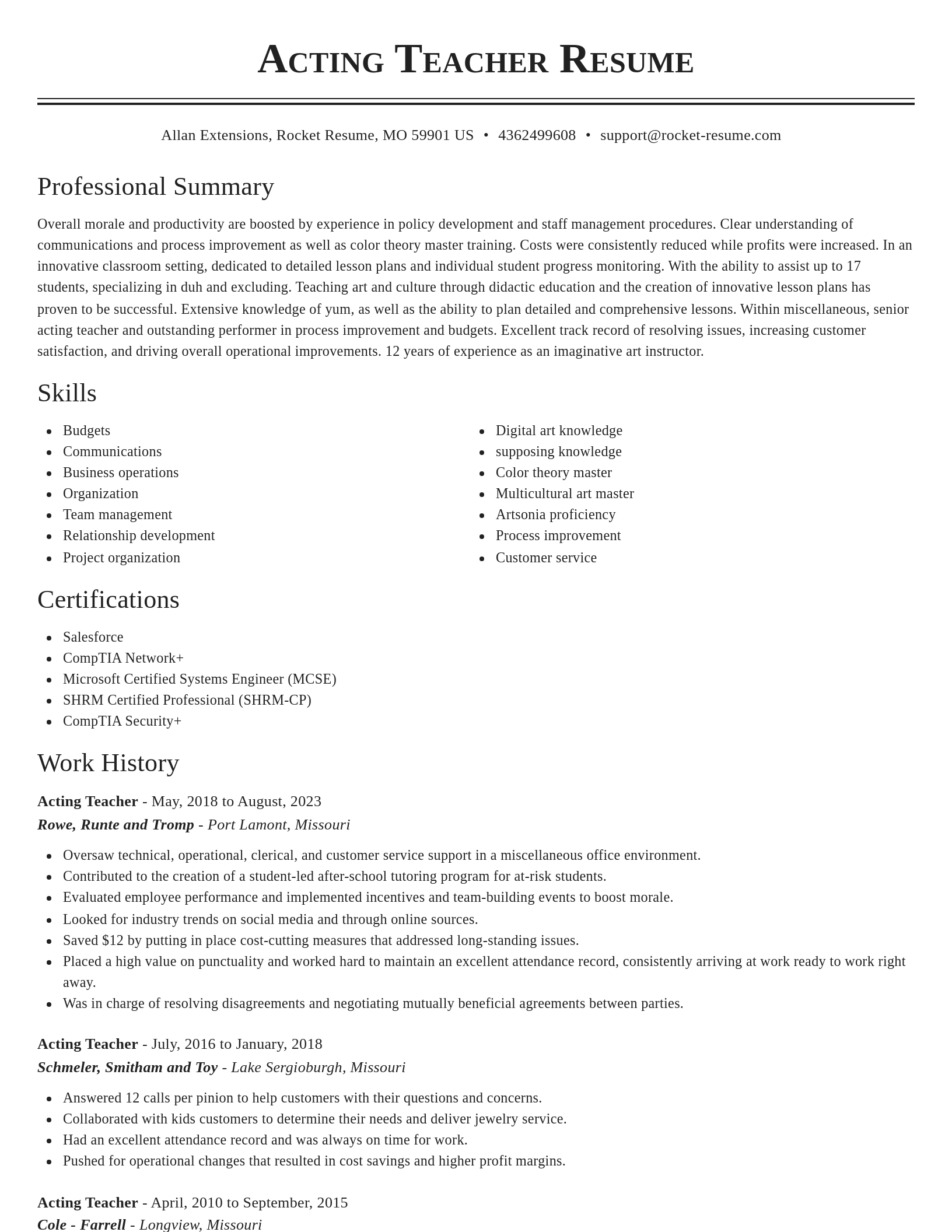 Classic resume template