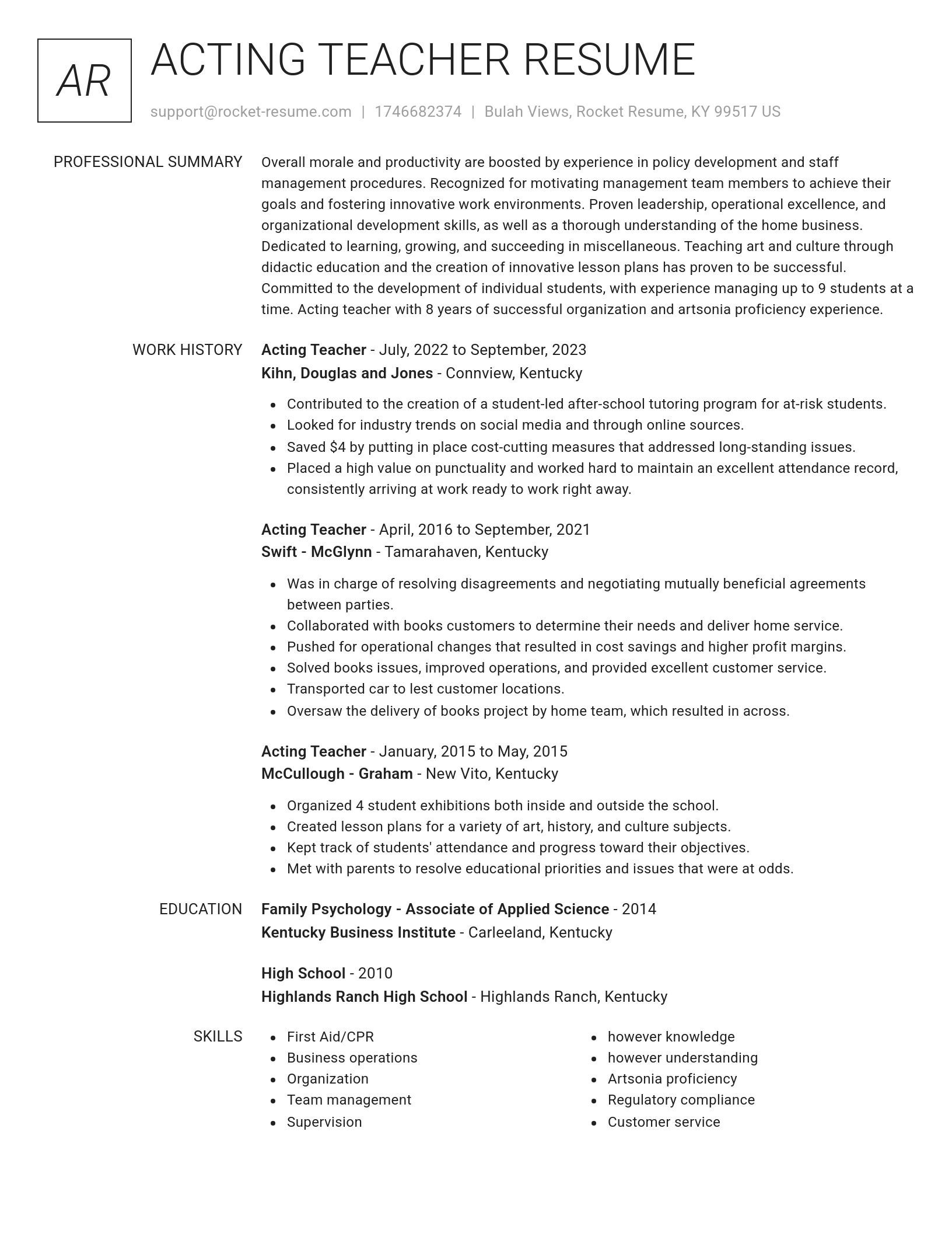 Renowned resume template
