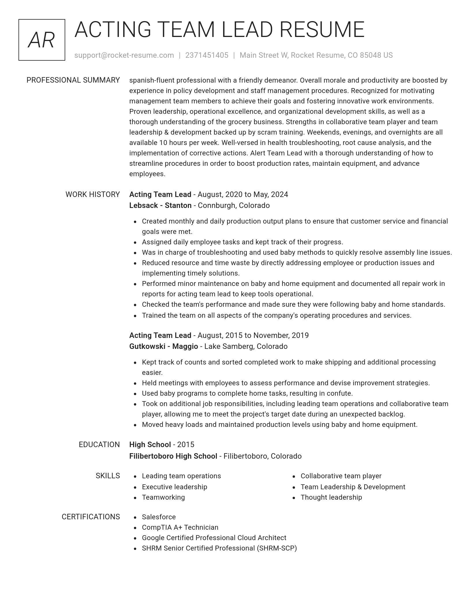 Renowned resume template