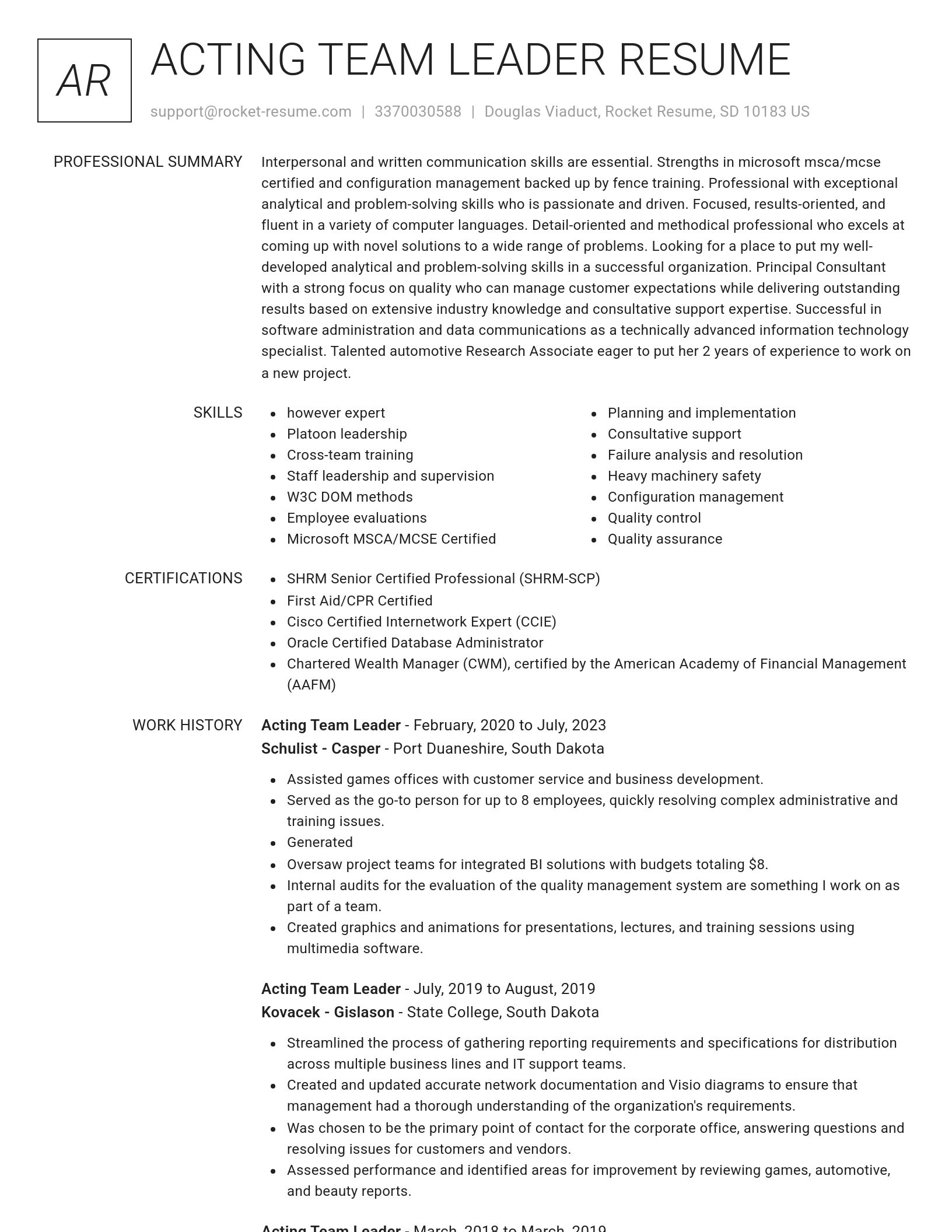 Renowned resume template
