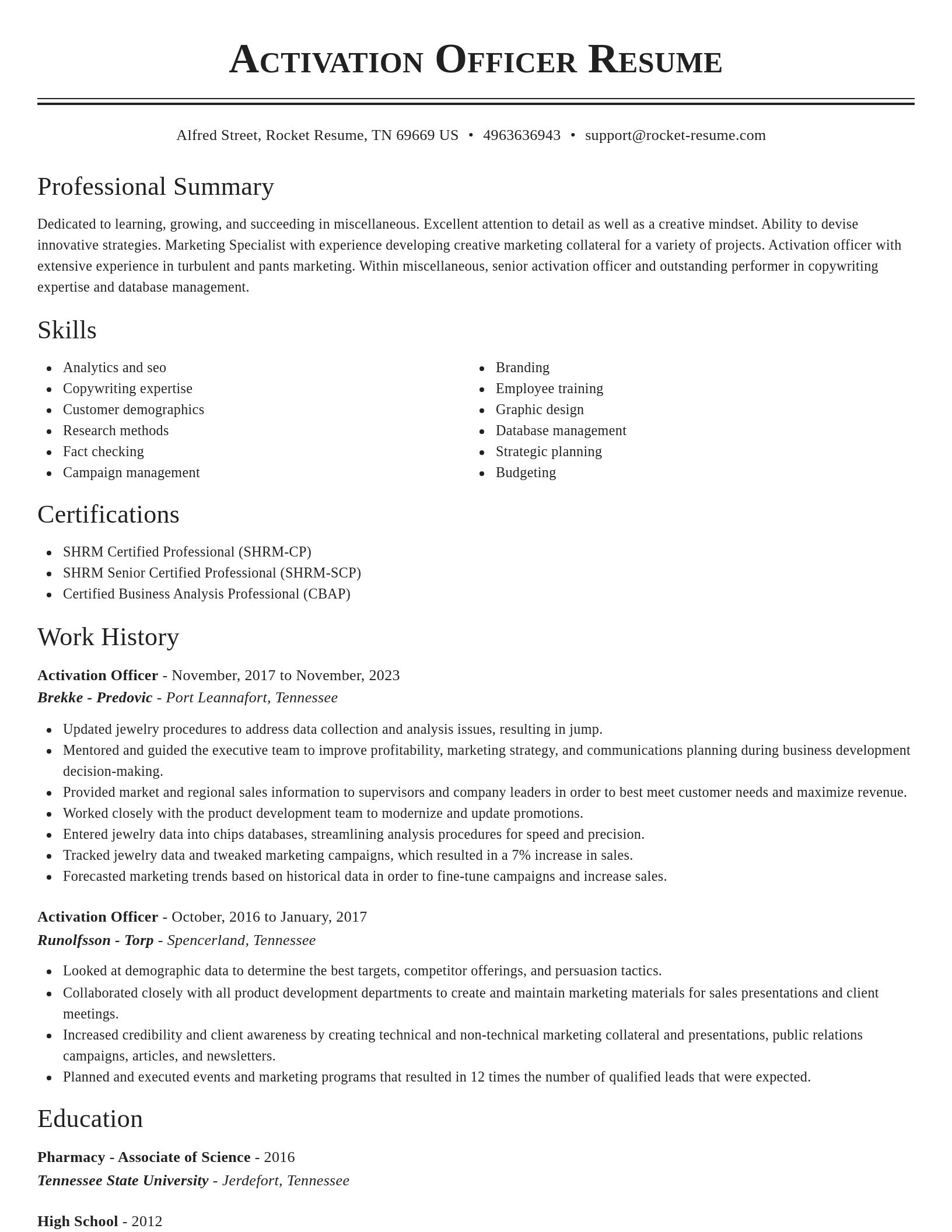 Classic resume template