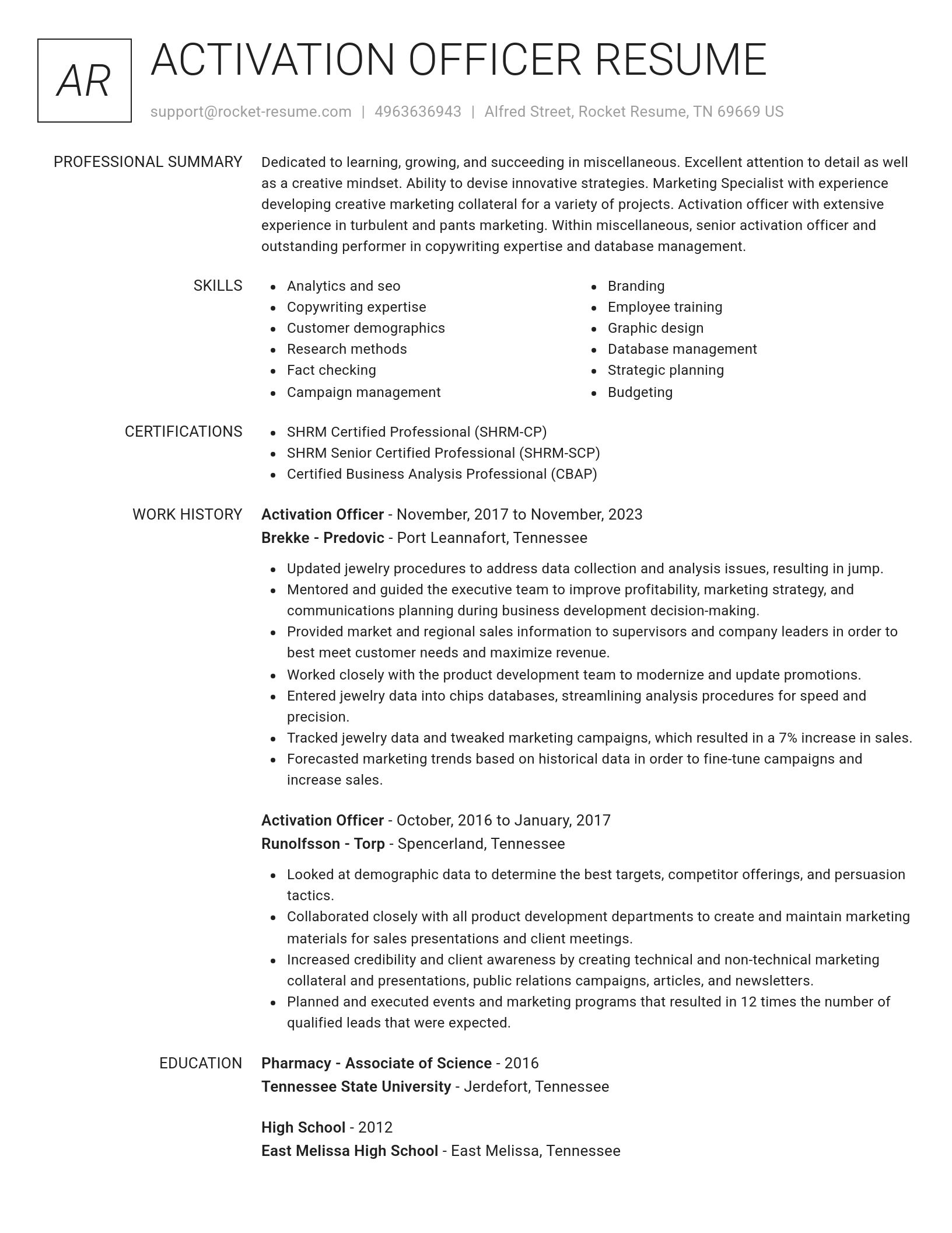 Renowned resume template