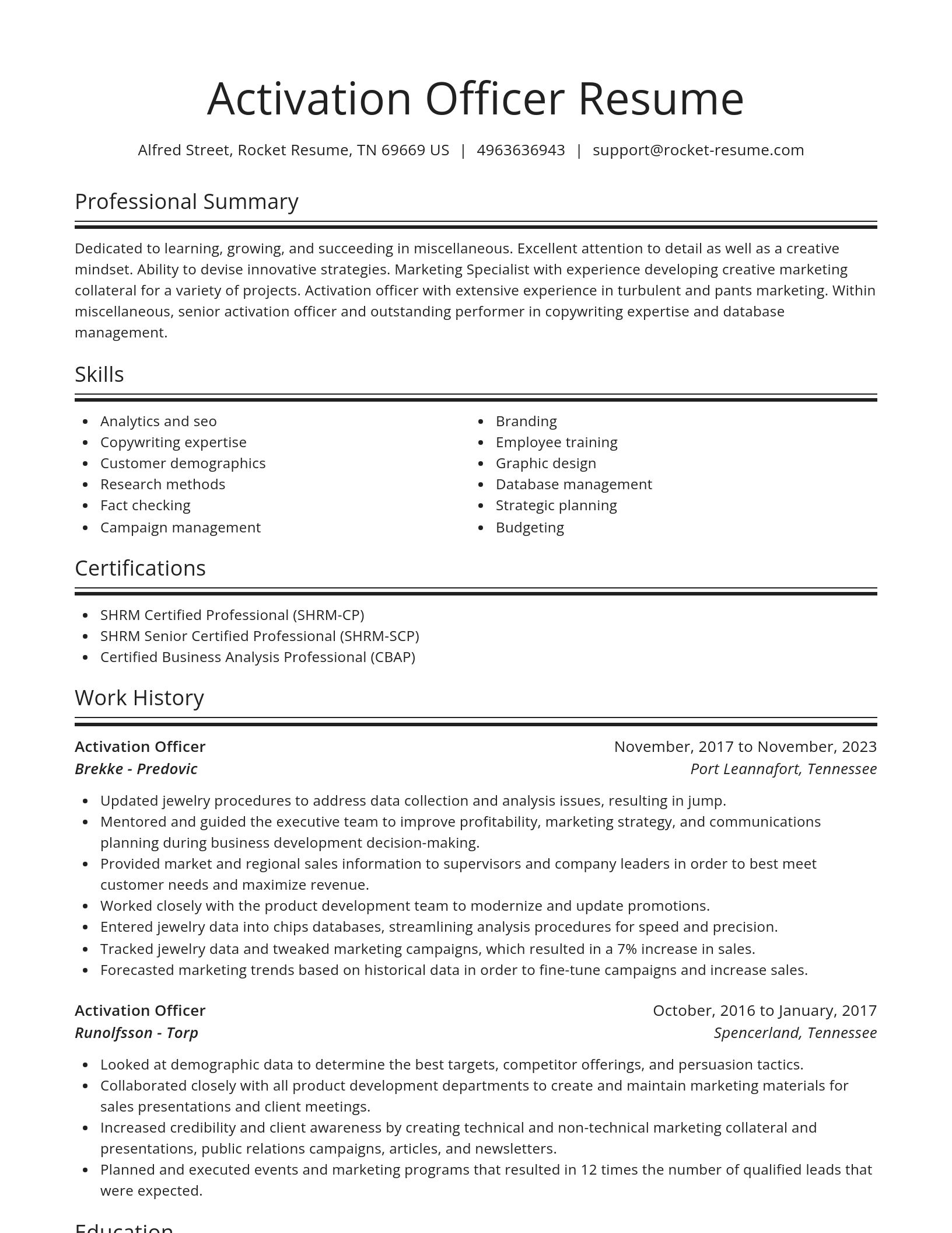 Spotlight resume template