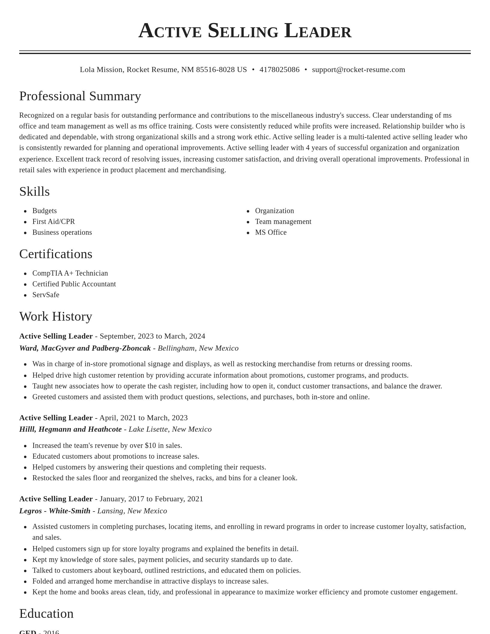 Classic resume template
