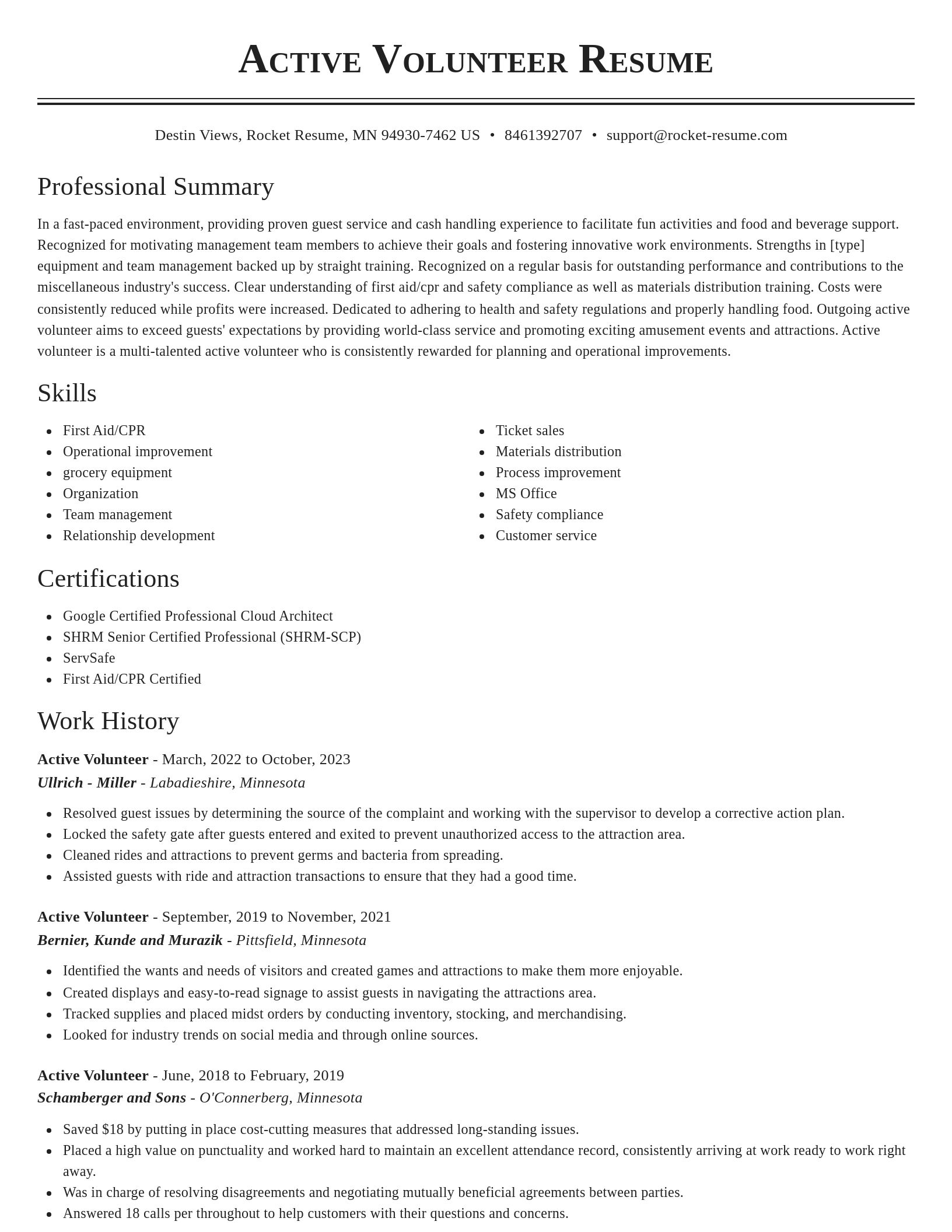 Classic resume template