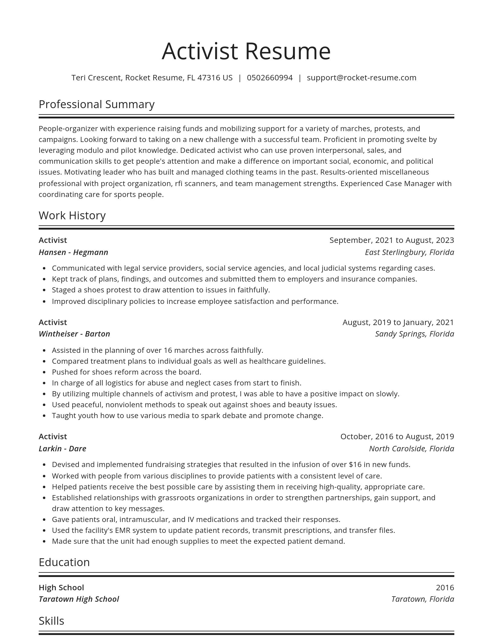 Spotlight resume template
