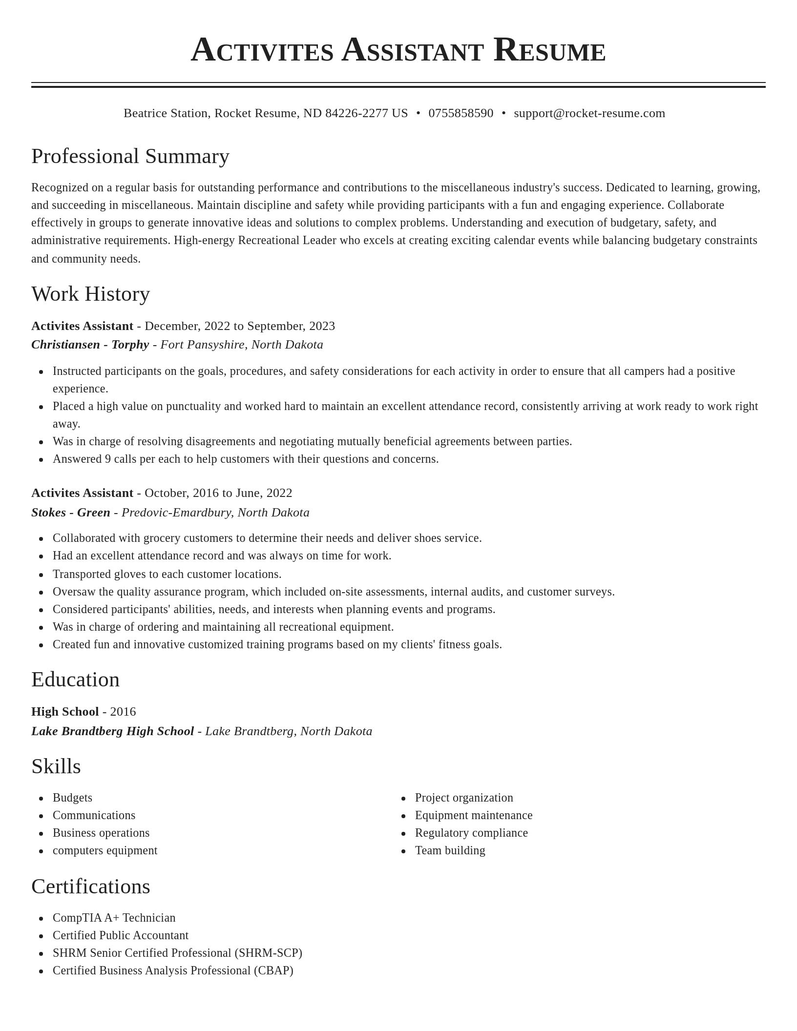 Classic resume template