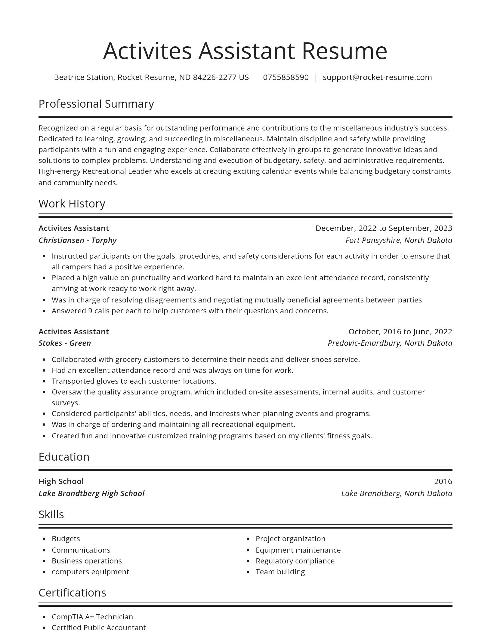 Spotlight resume template