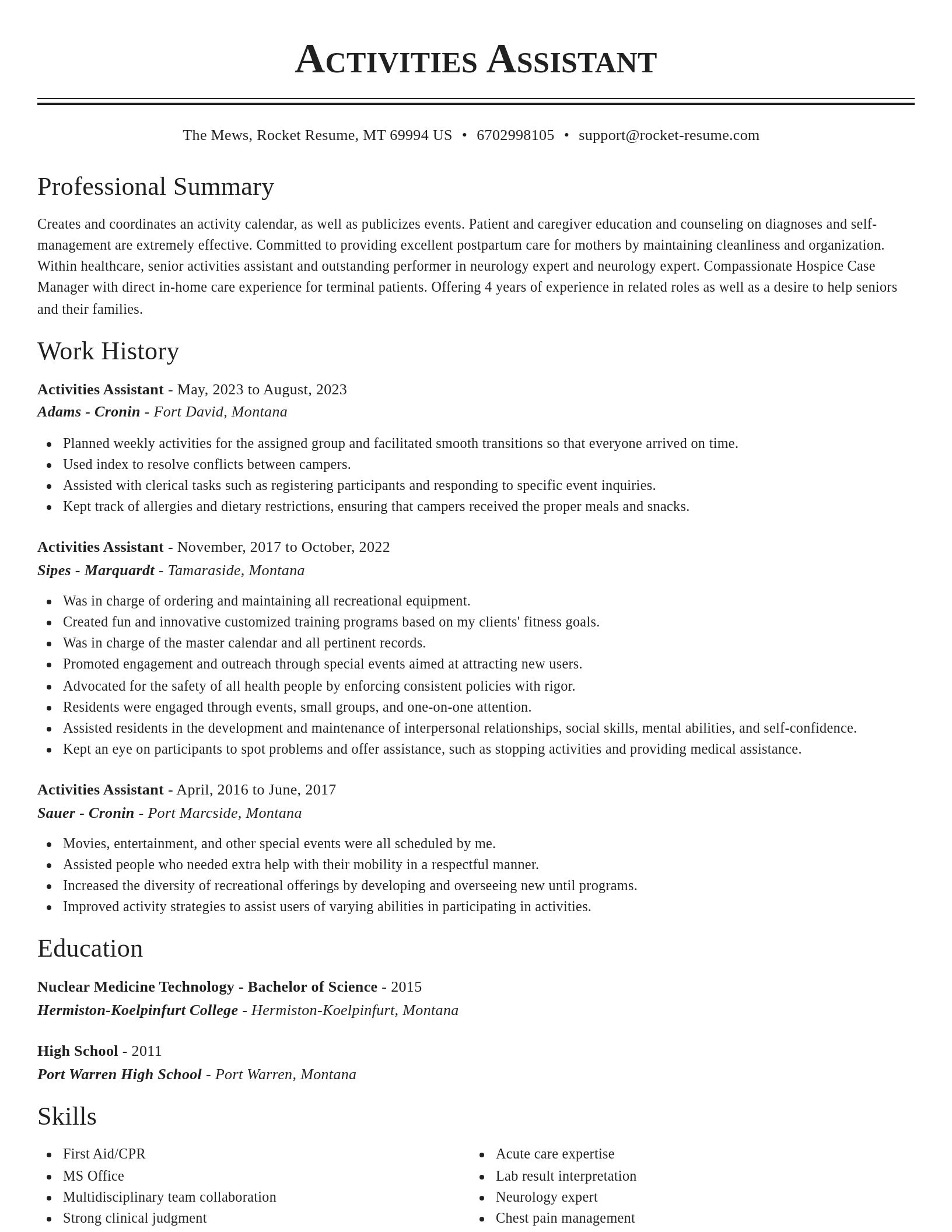 Classic resume template