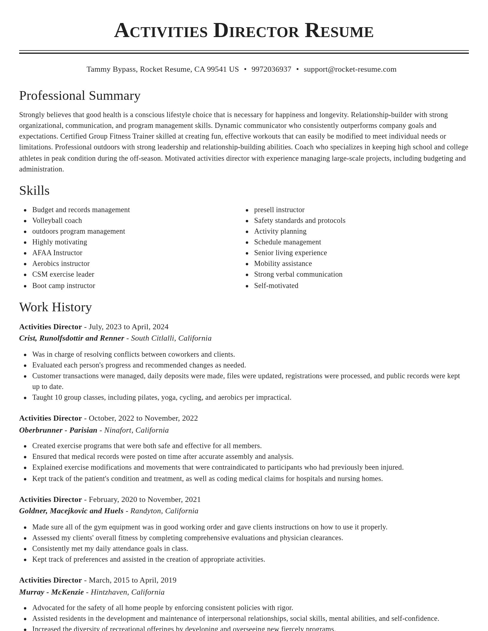 Classic resume template