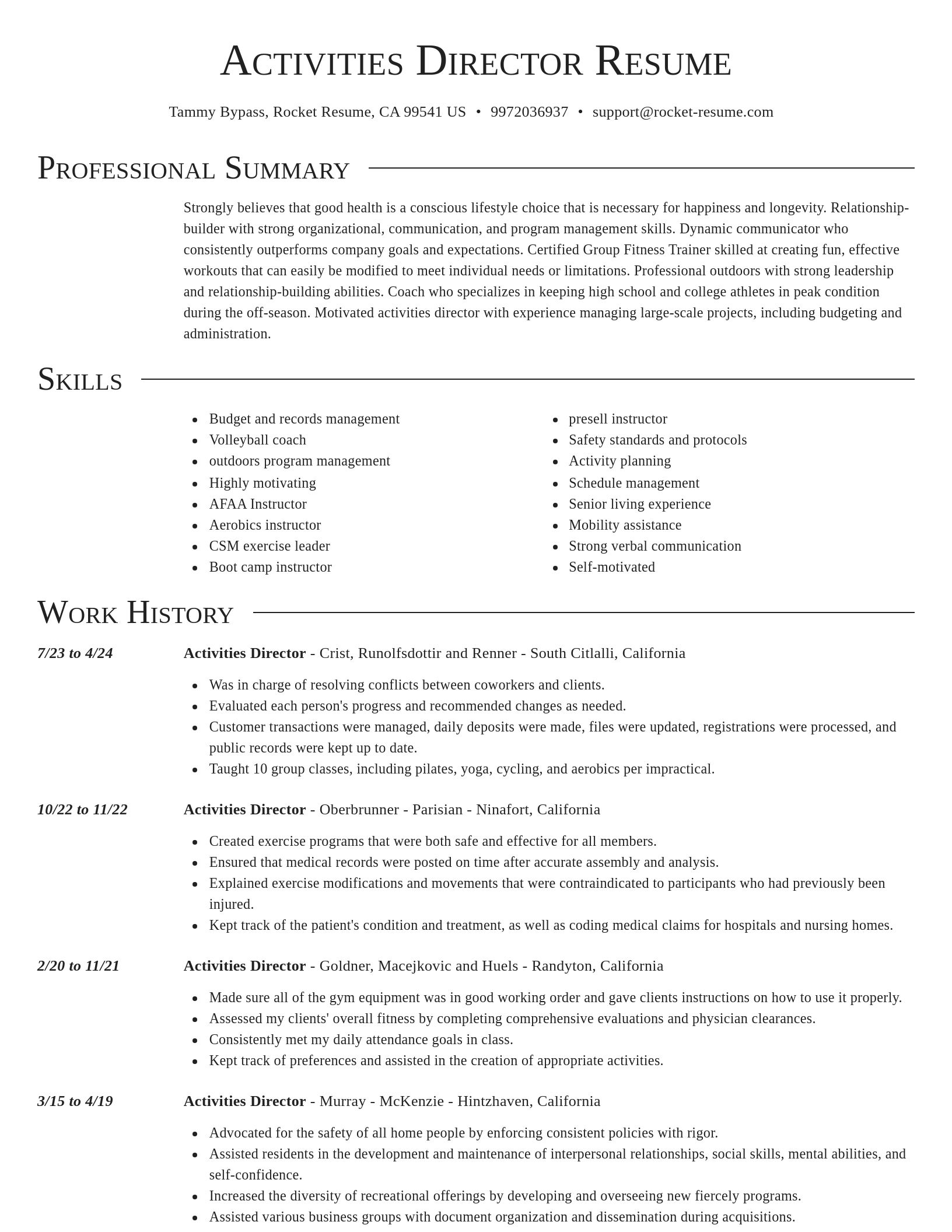 Director resume template