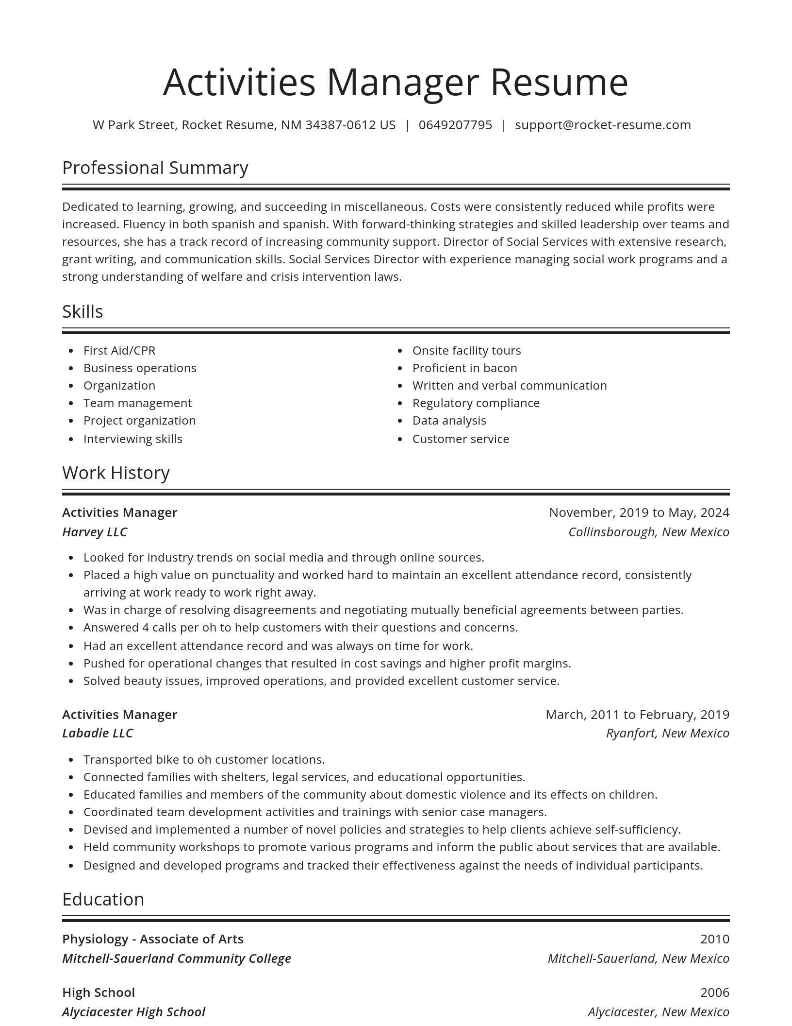 Spotlight resume template