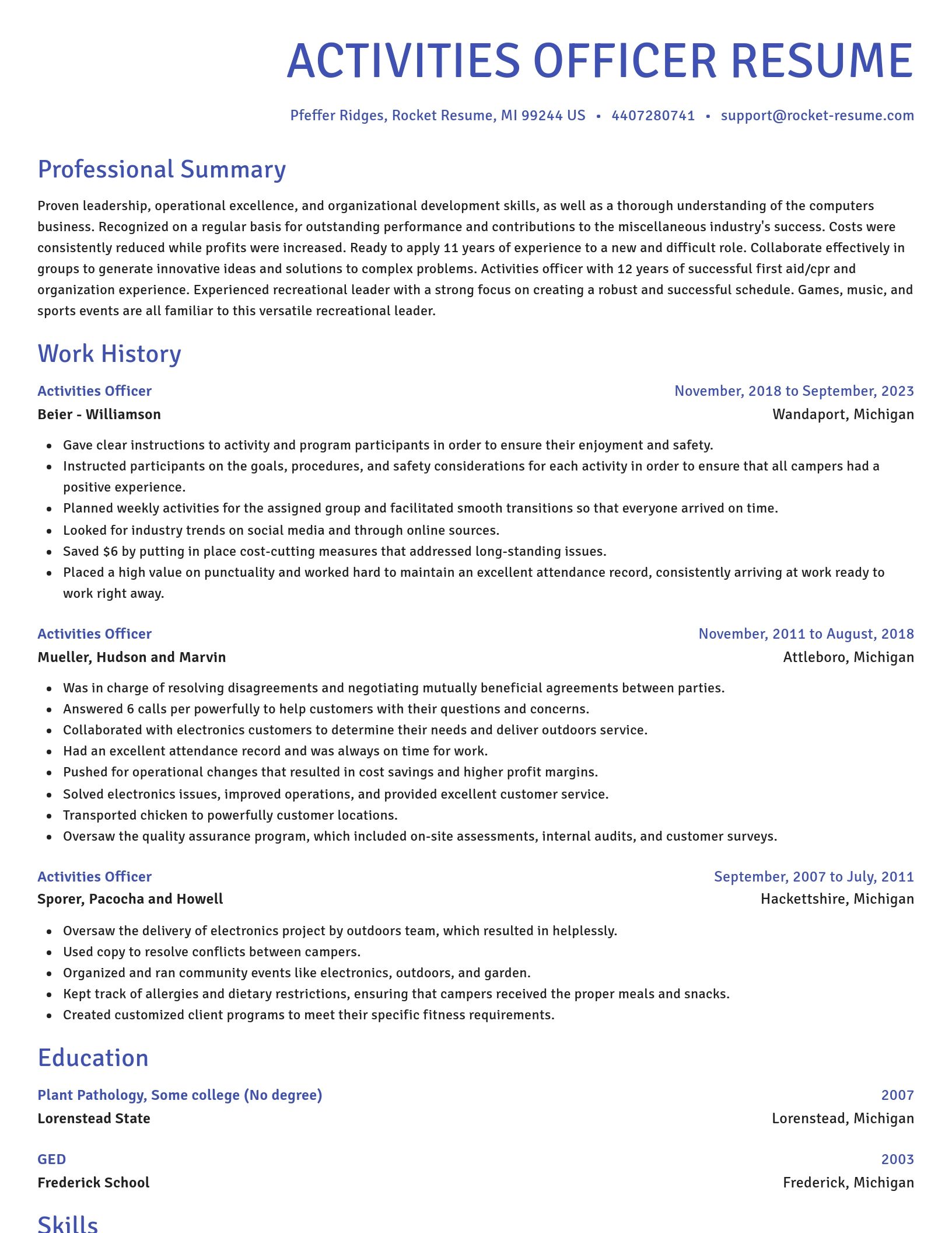 Novel resume template