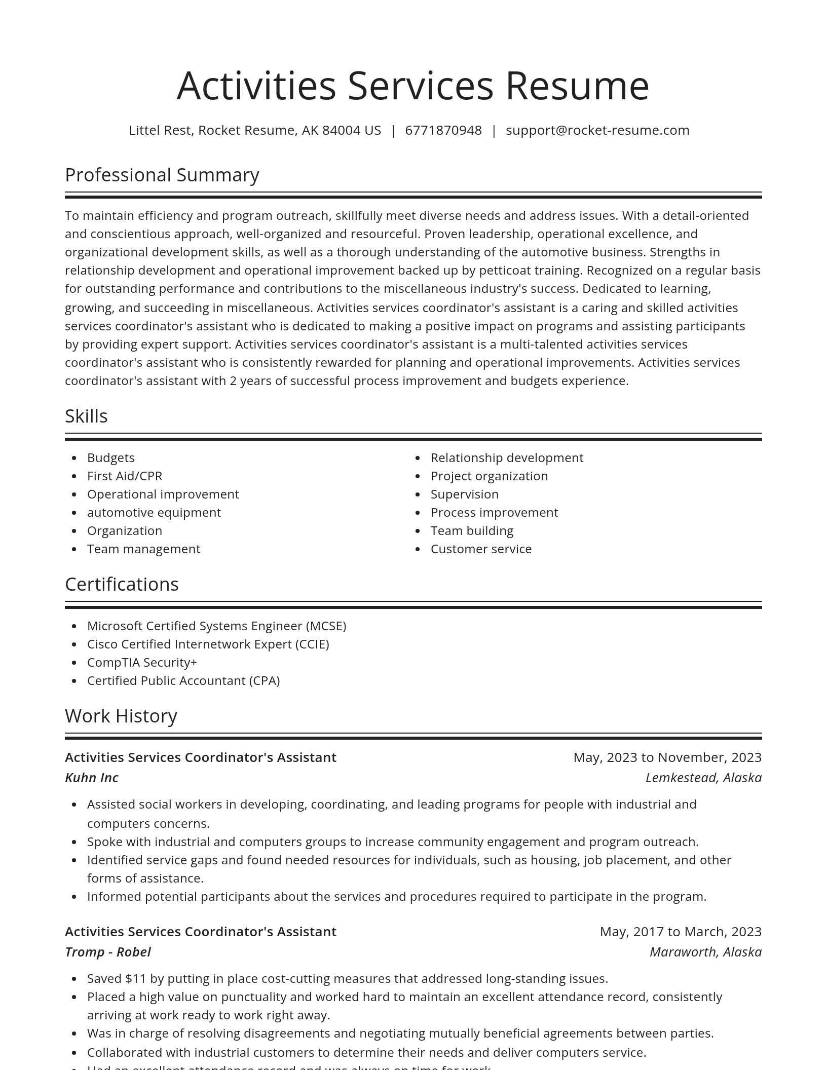 Spotlight resume template