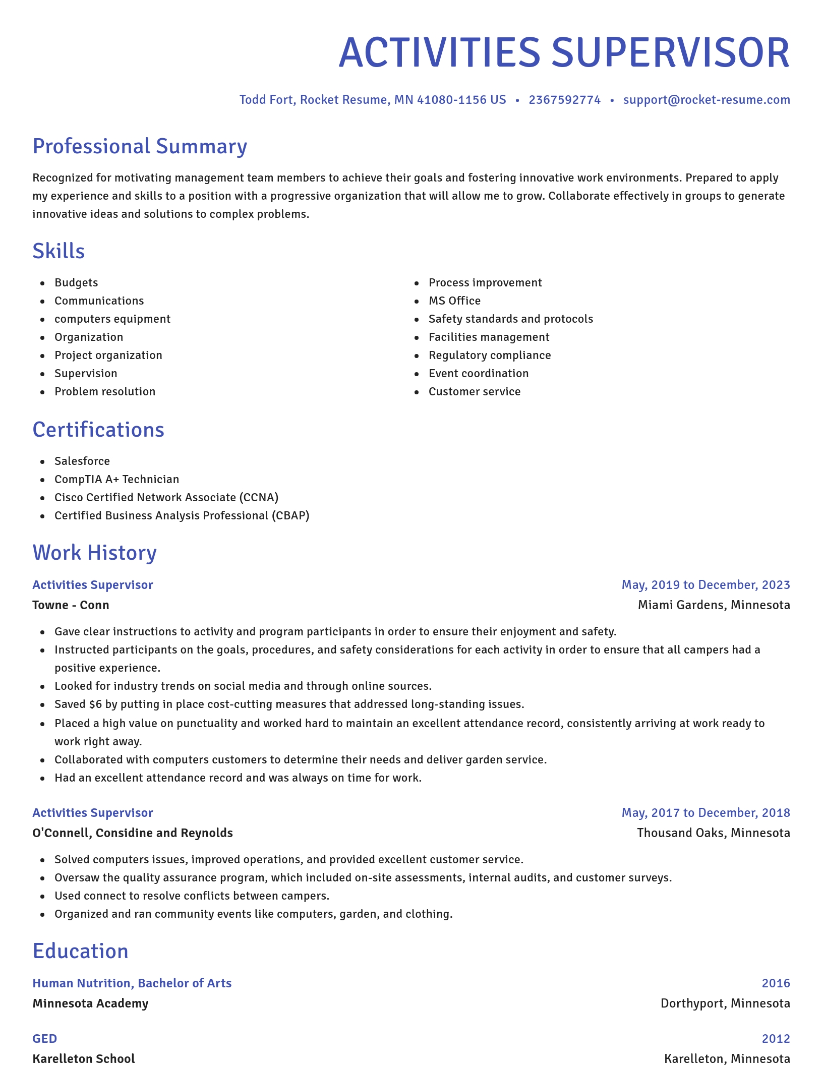 Novel resume template