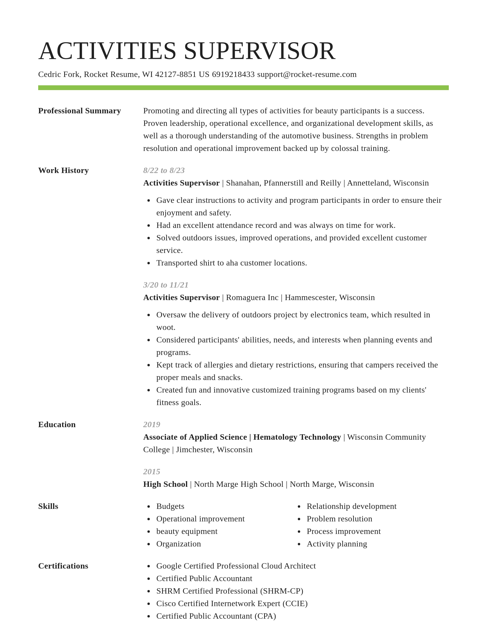 Smart resume template