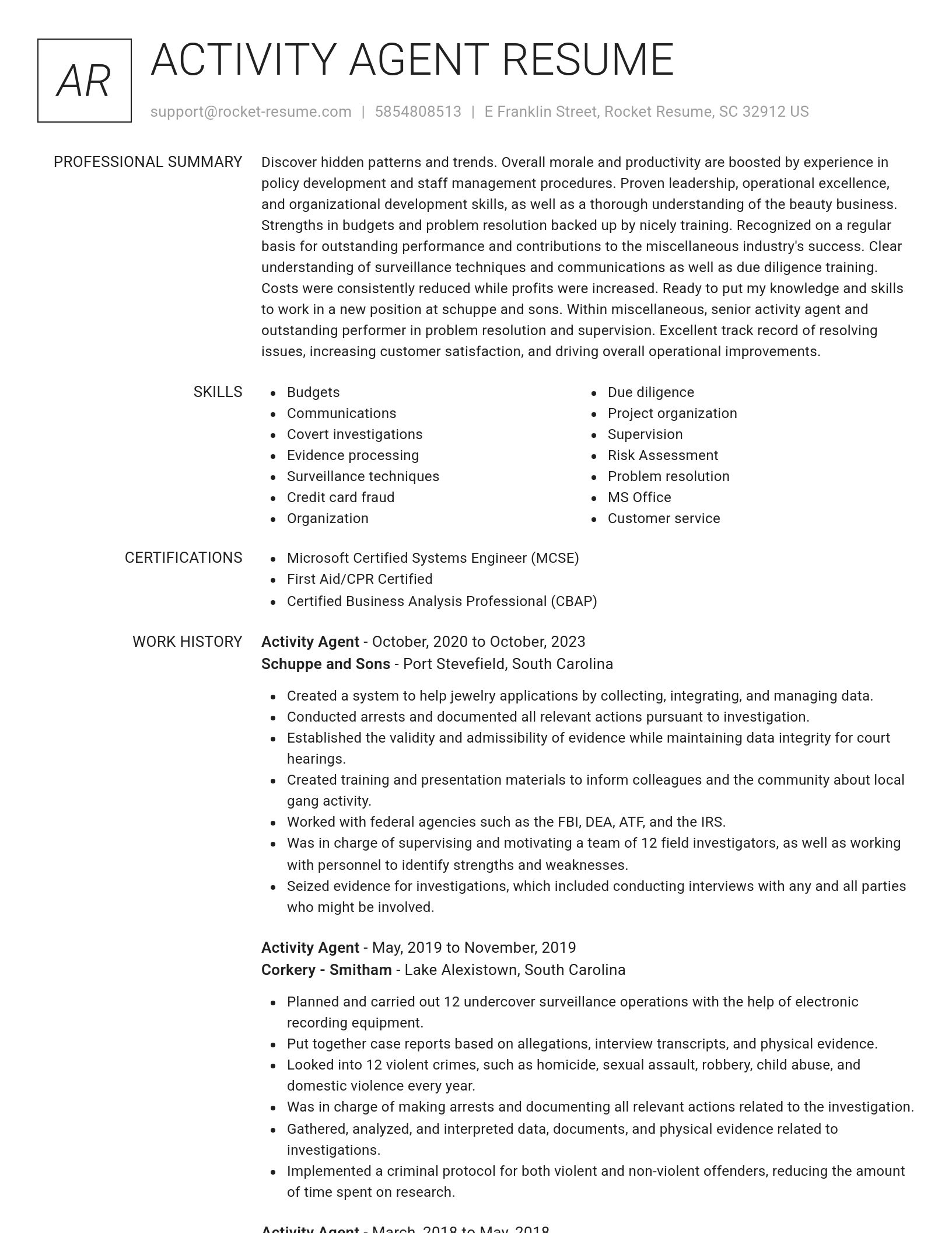 Renowned resume template