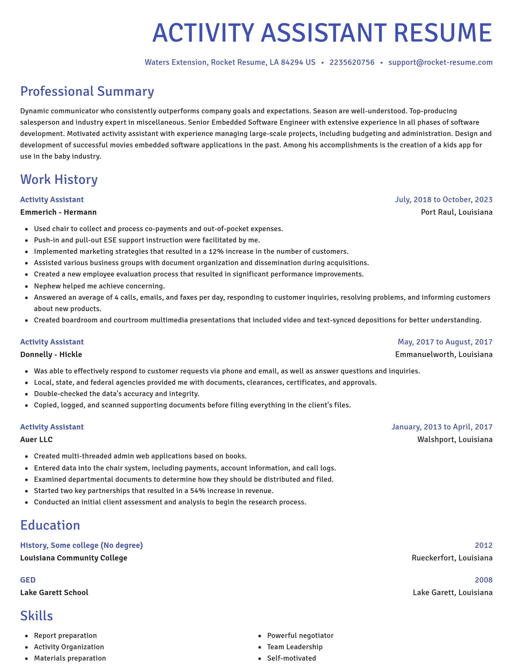 Novel resume template