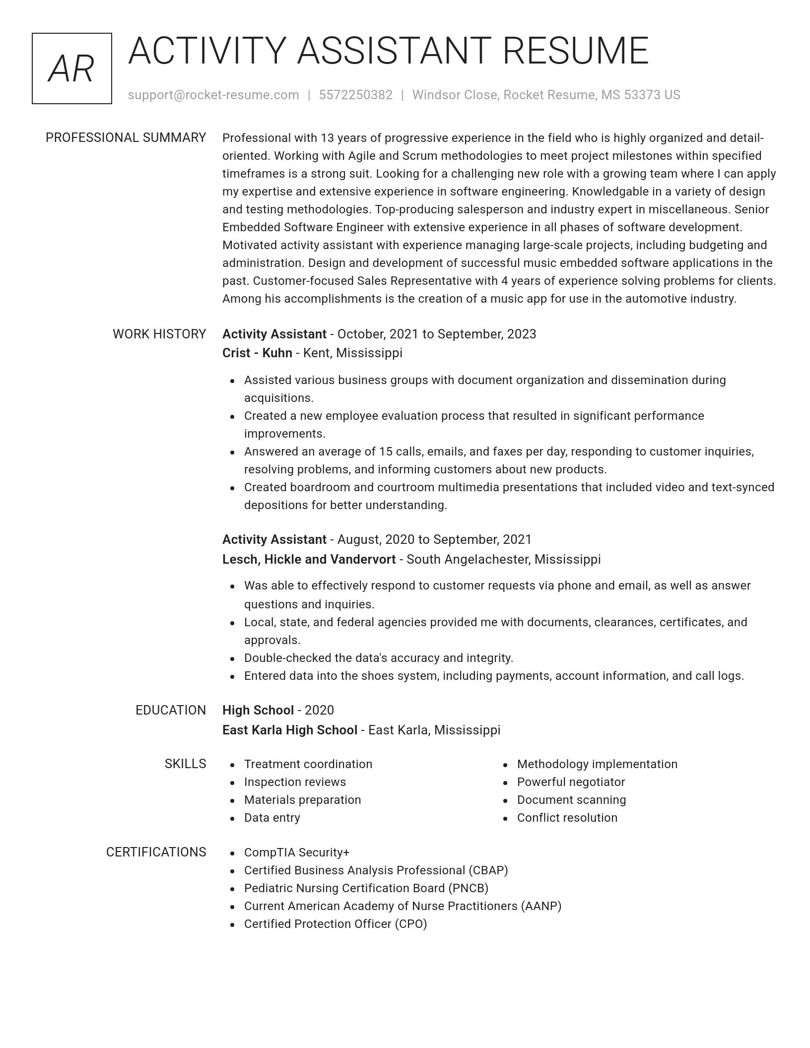 Renowned resume template