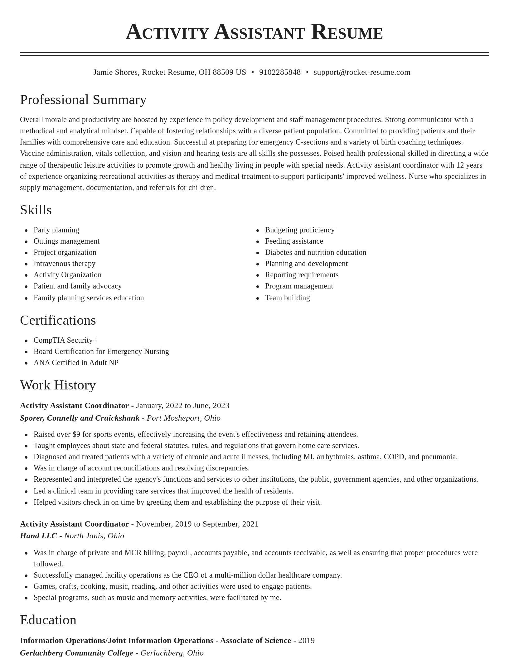 Classic resume template