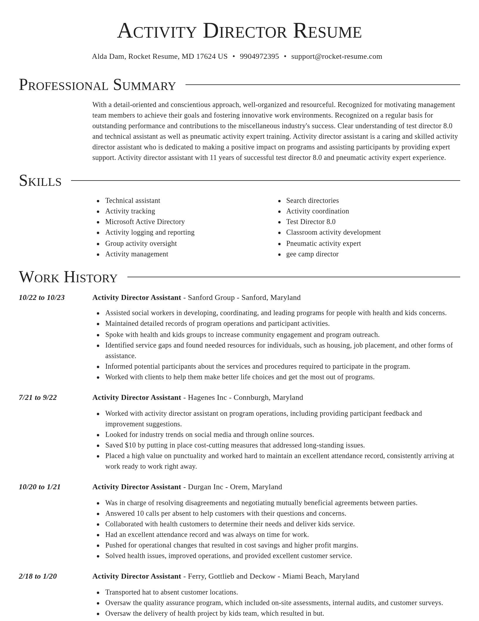 Director resume template