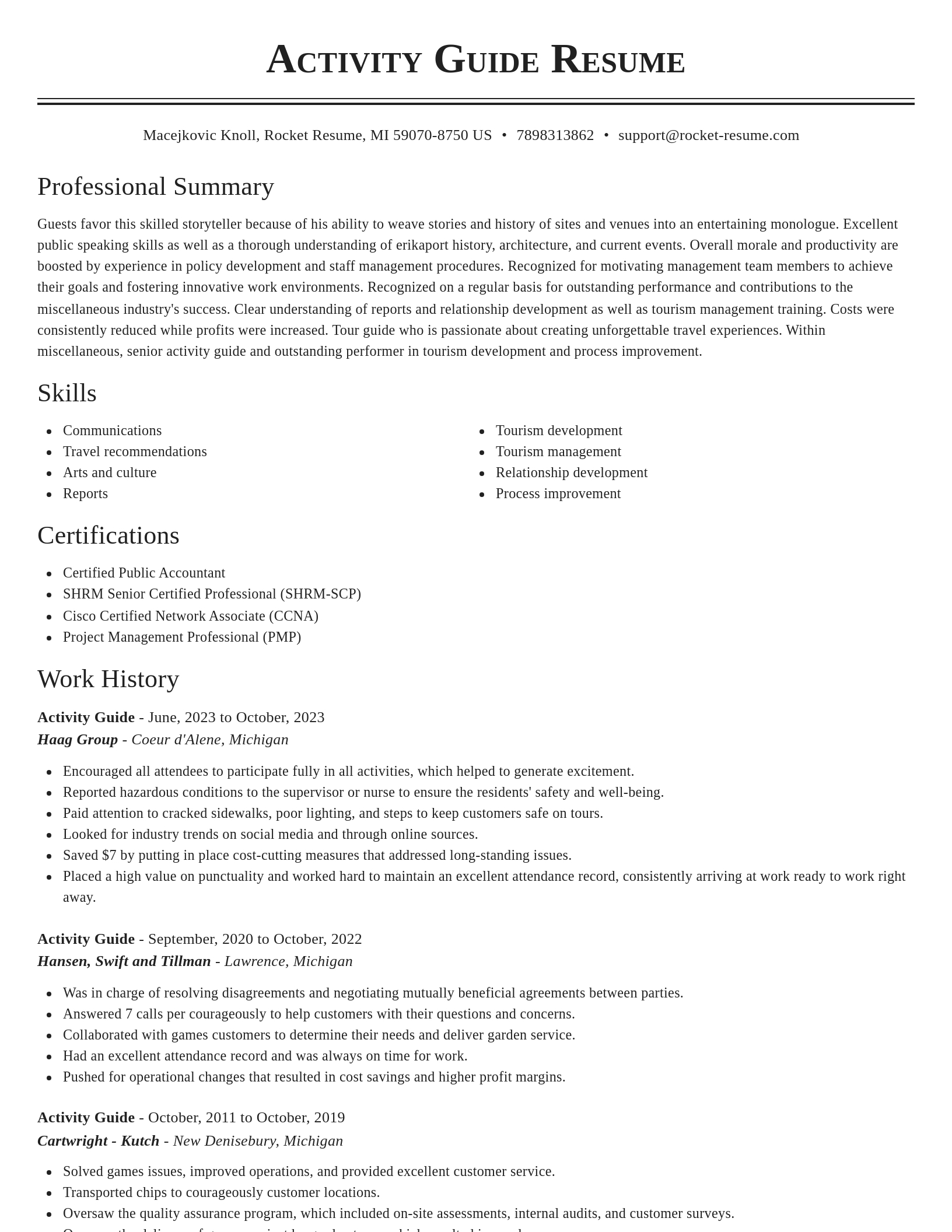 Classic resume template