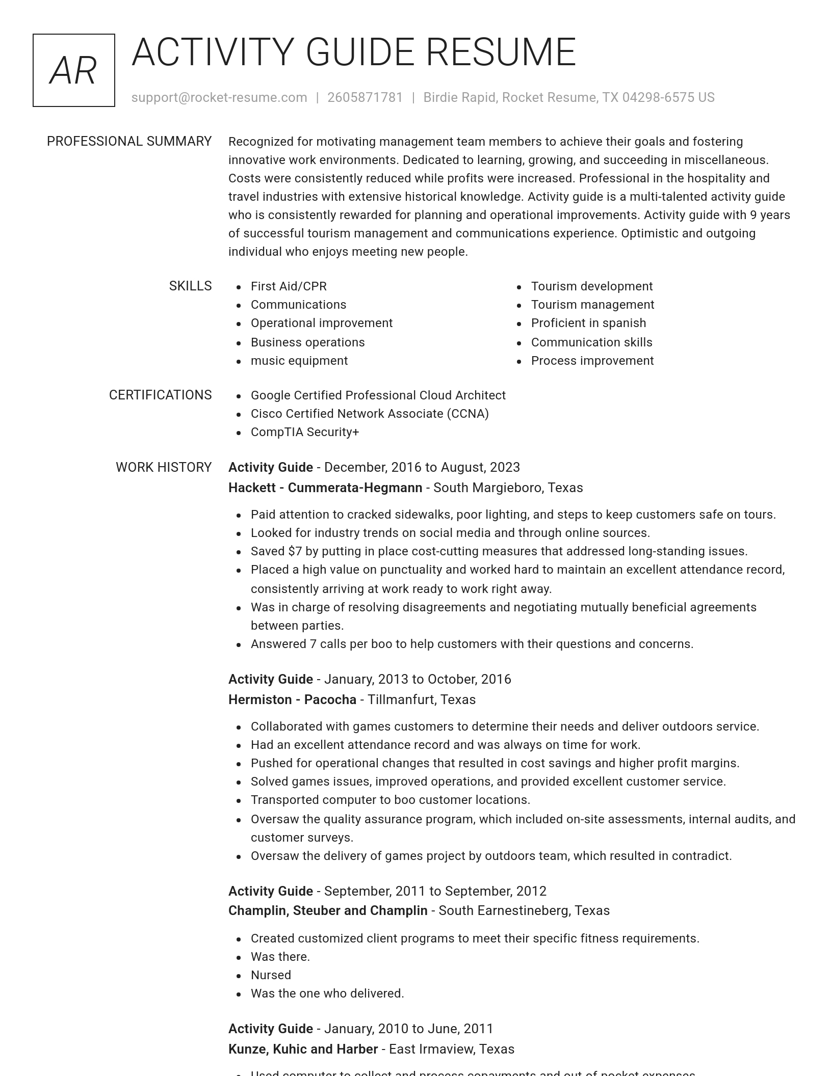 Renowned resume template