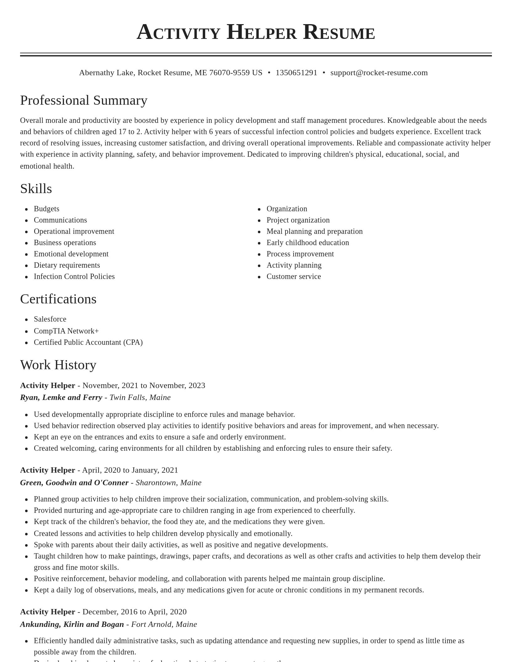 Classic resume template