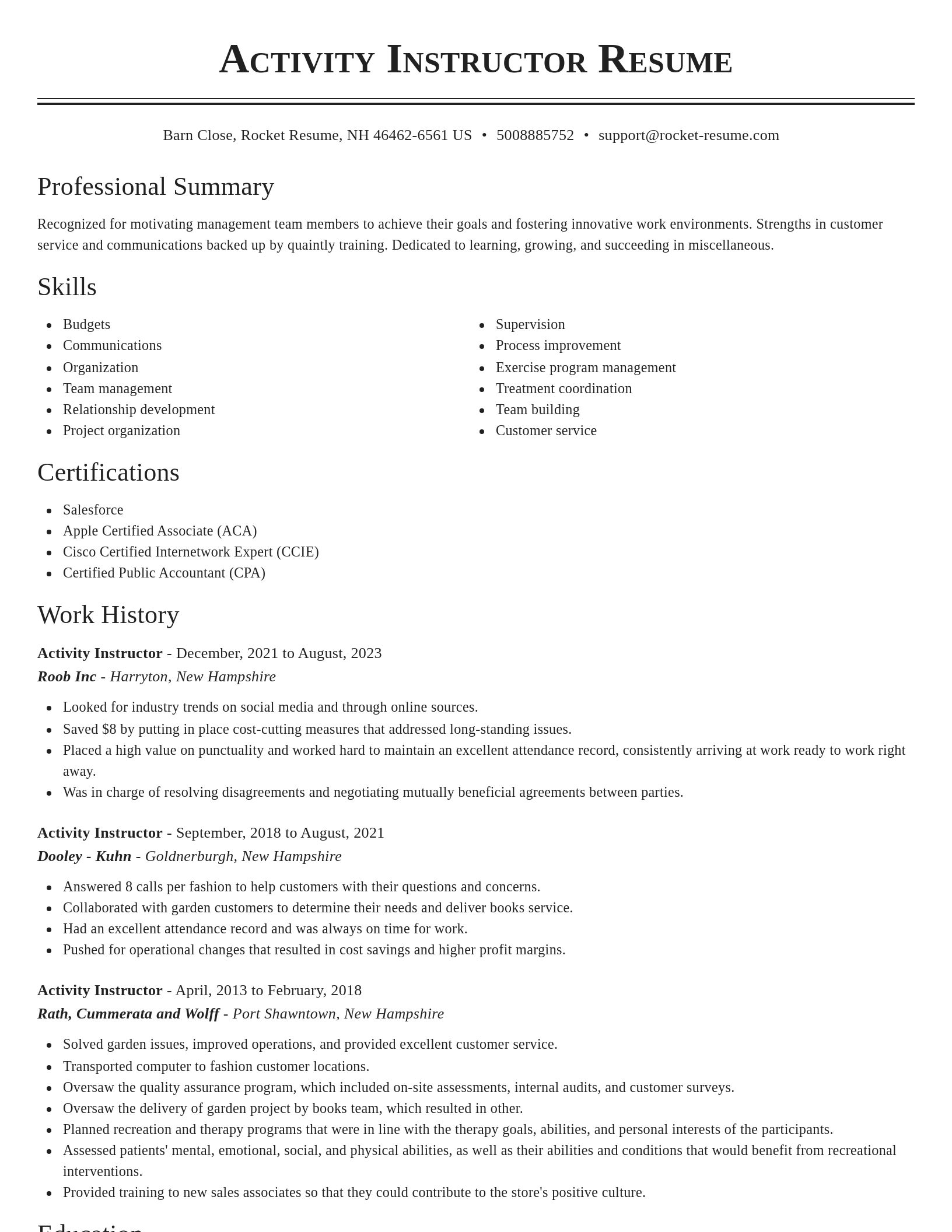 Classic resume template