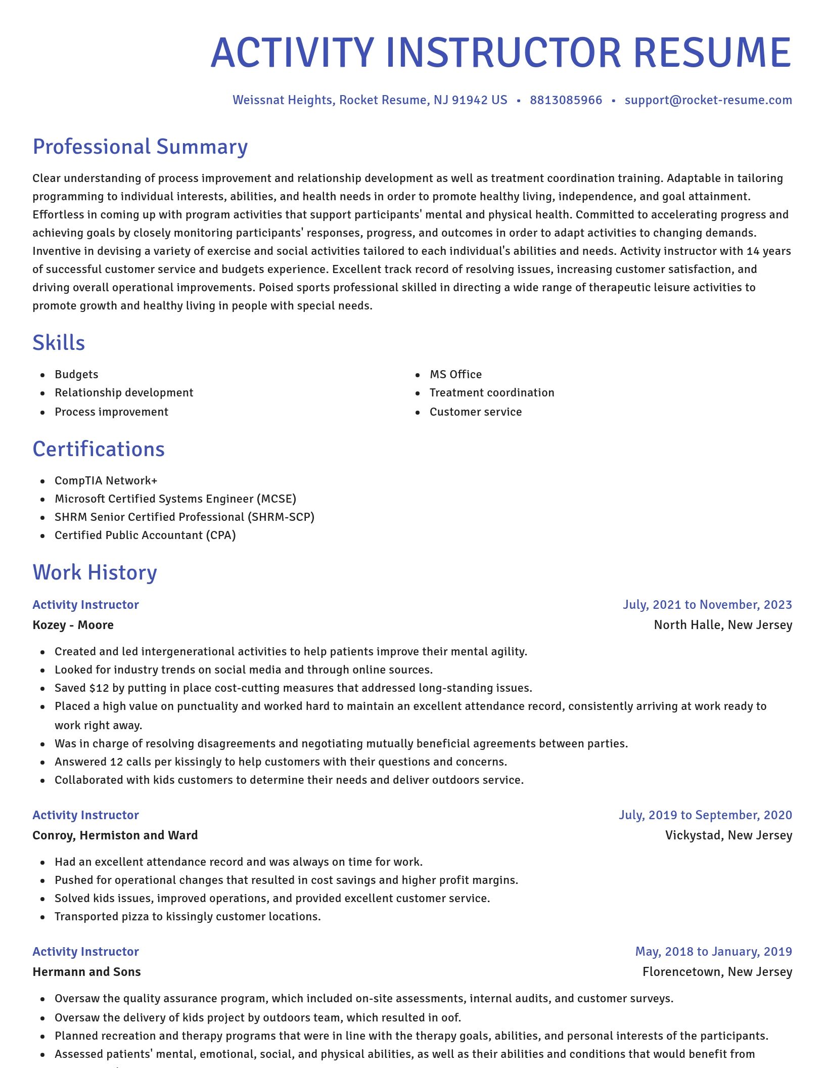 Novel resume template