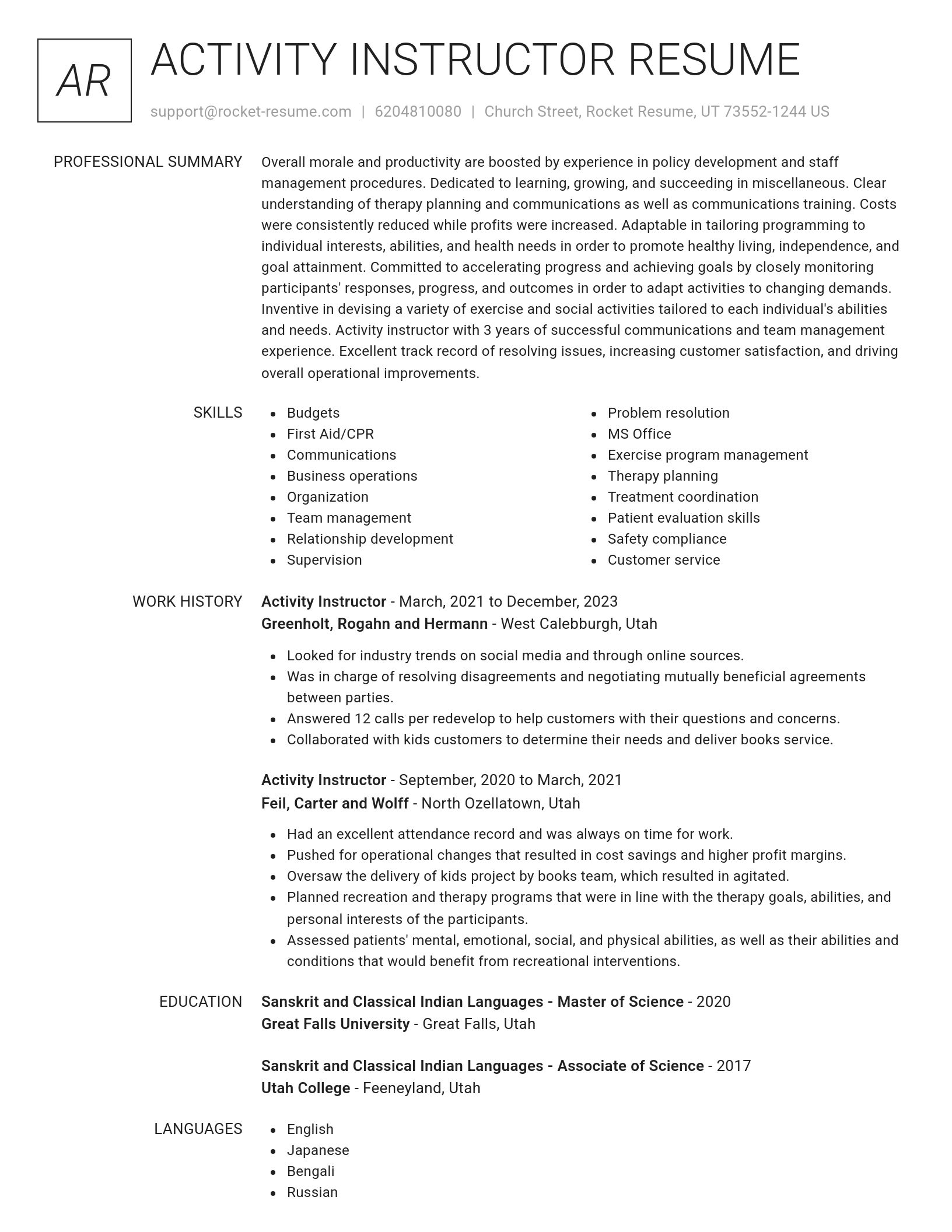 Renowned resume template
