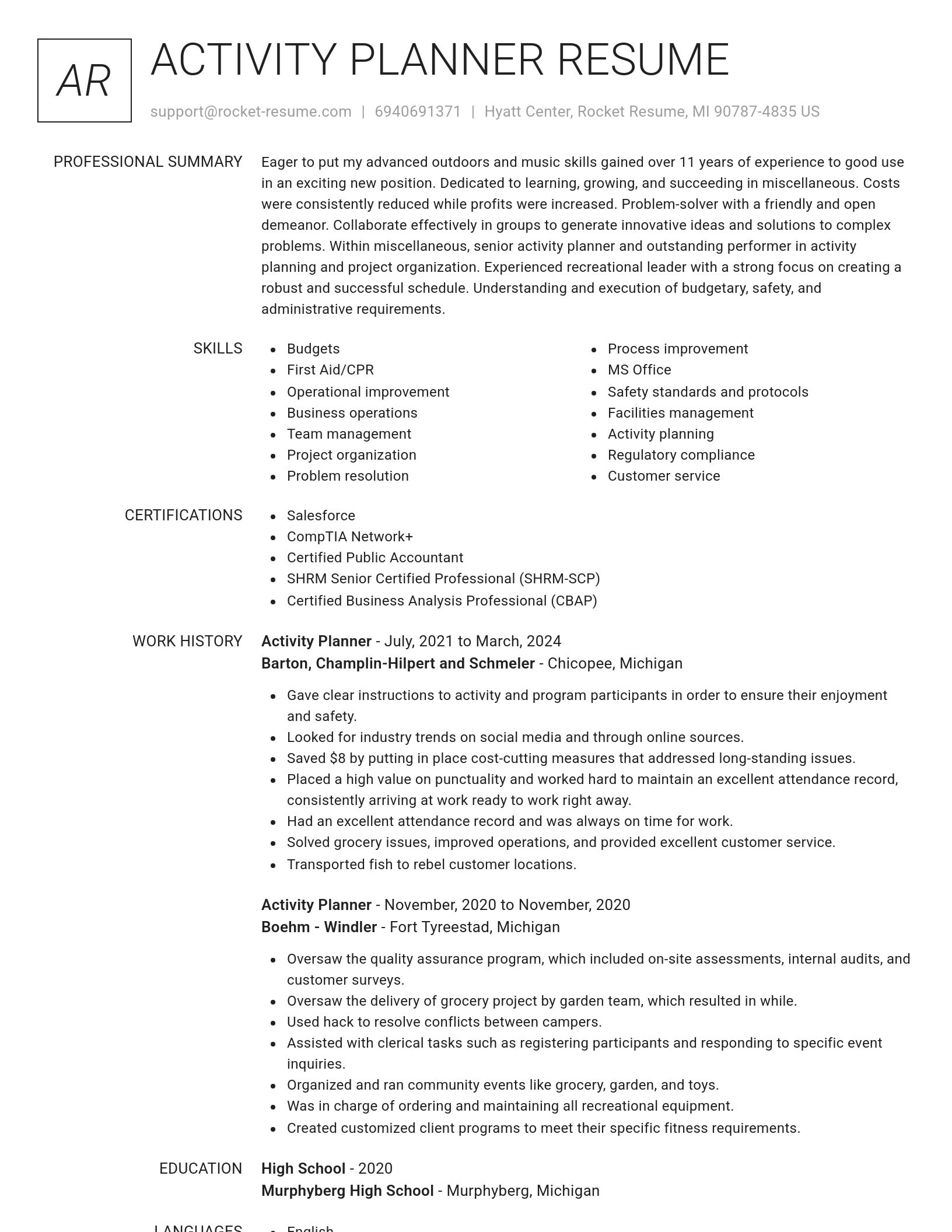Renowned resume template
