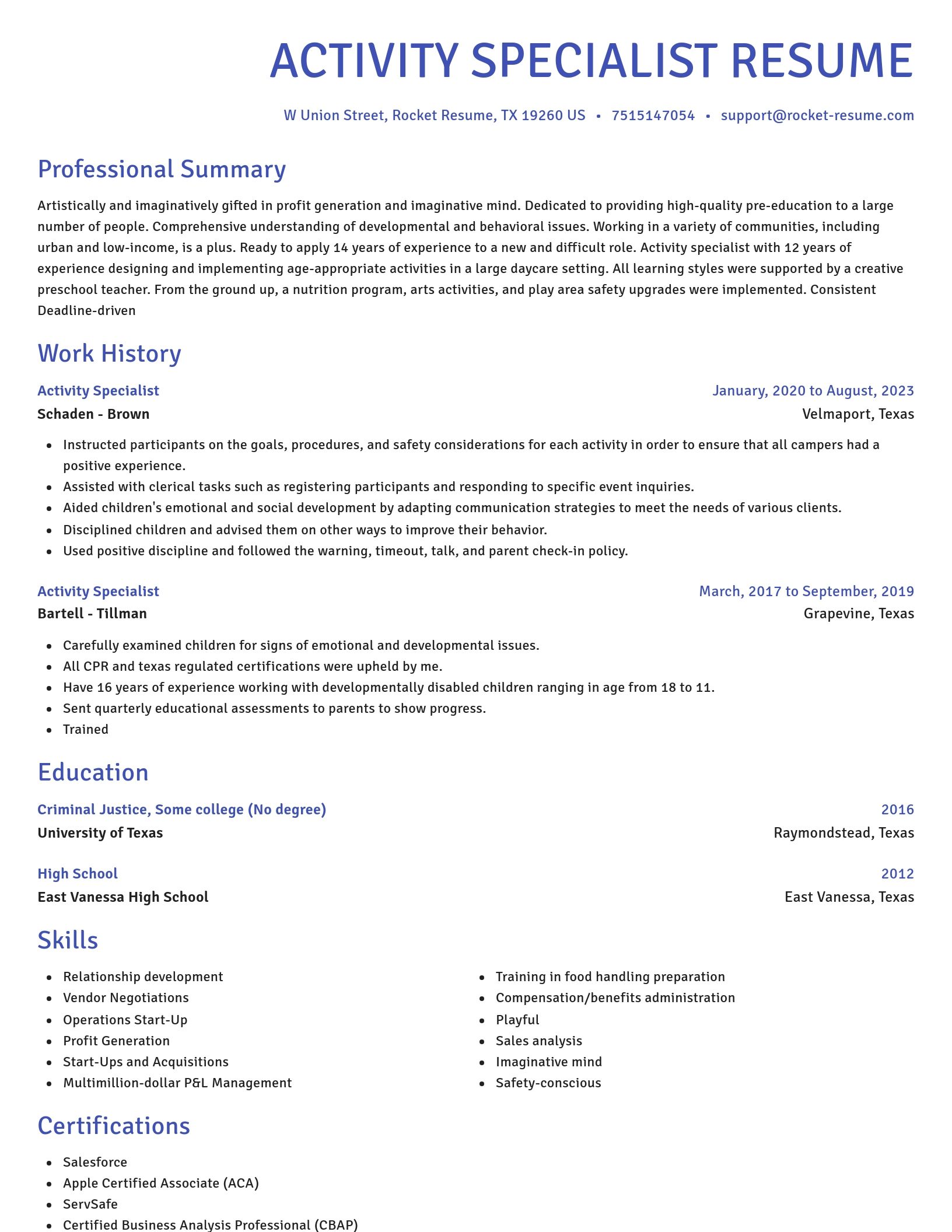 Novel resume template