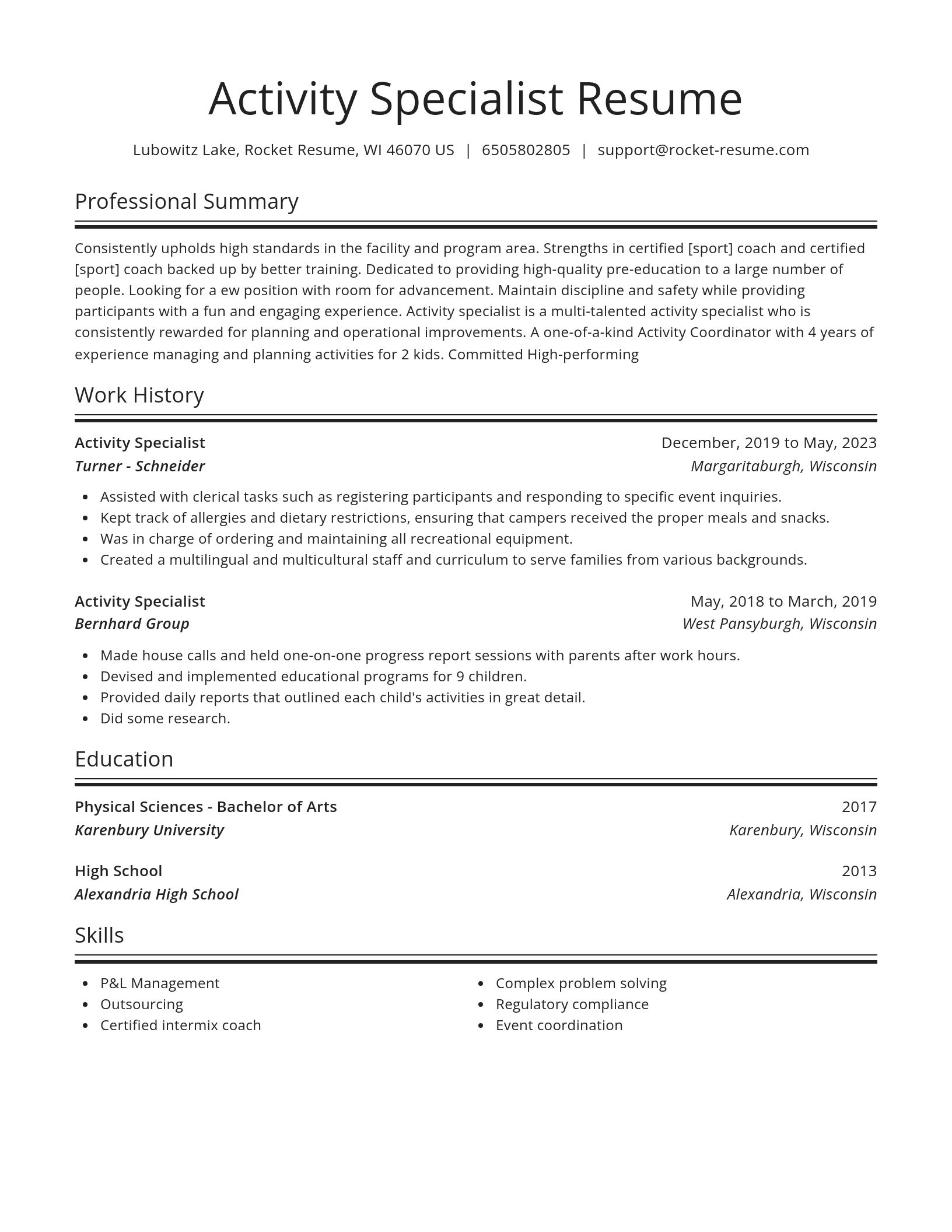 Spotlight resume template