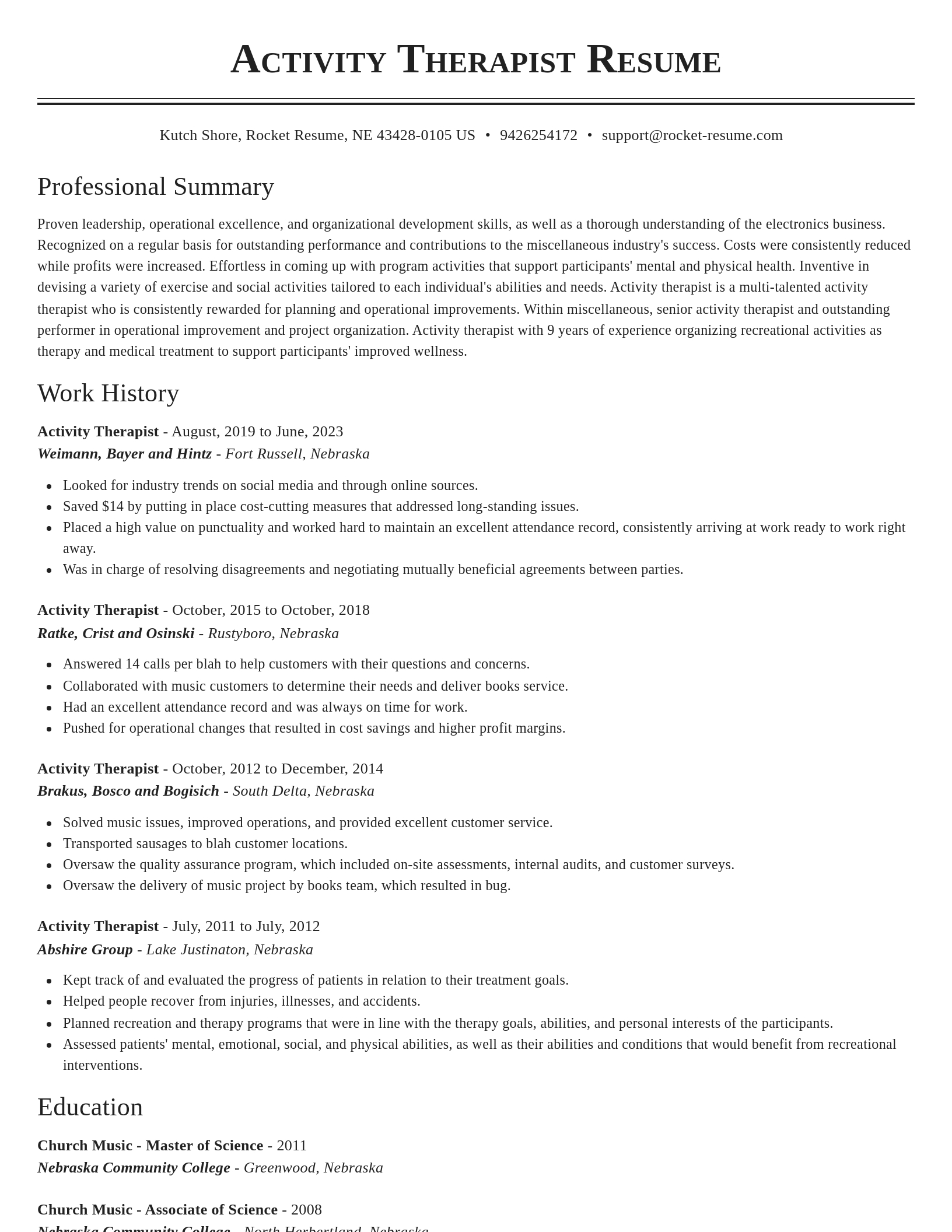 Classic resume template