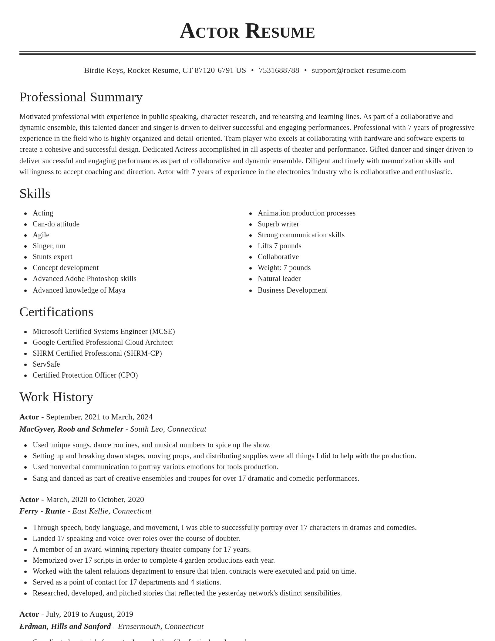 Classic resume template