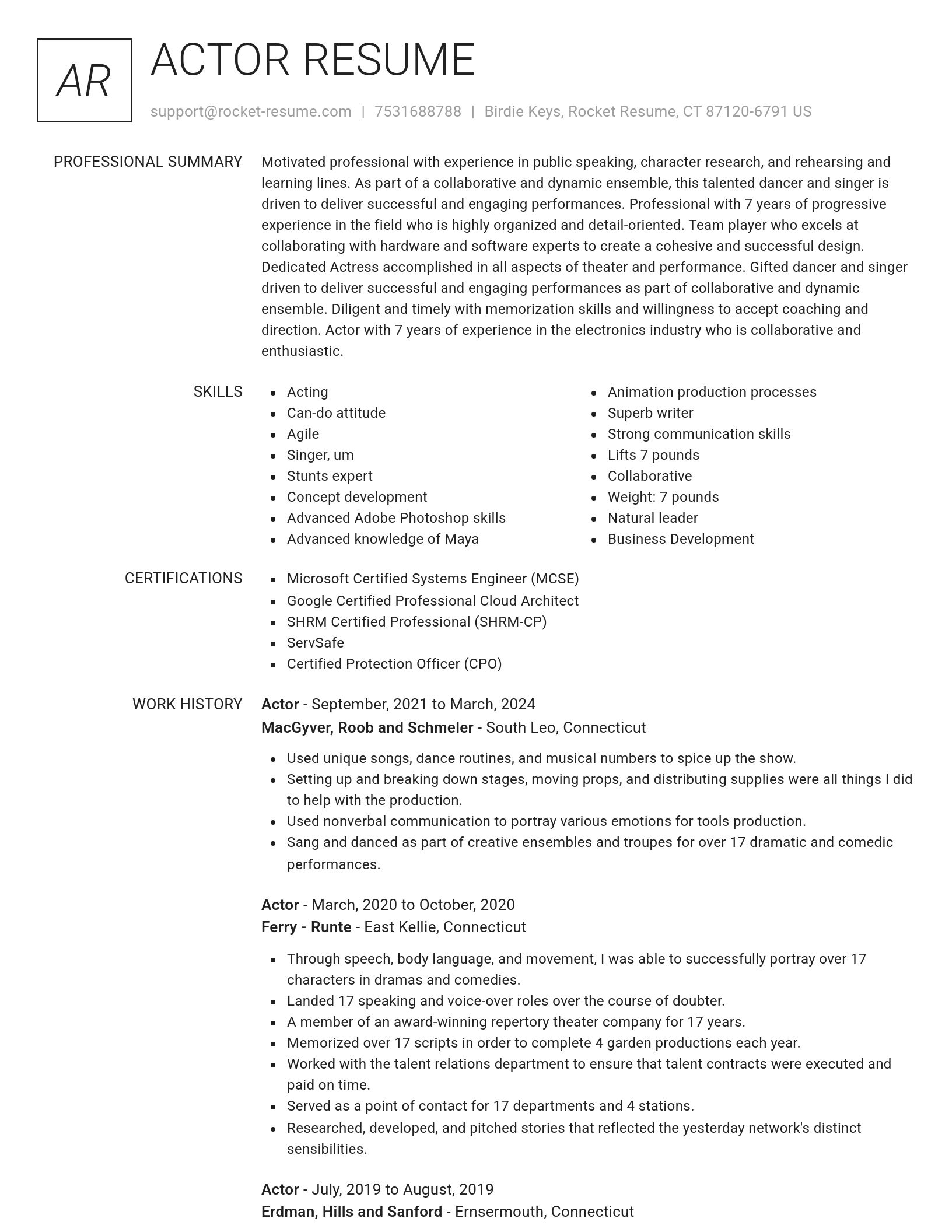 Renowned resume template