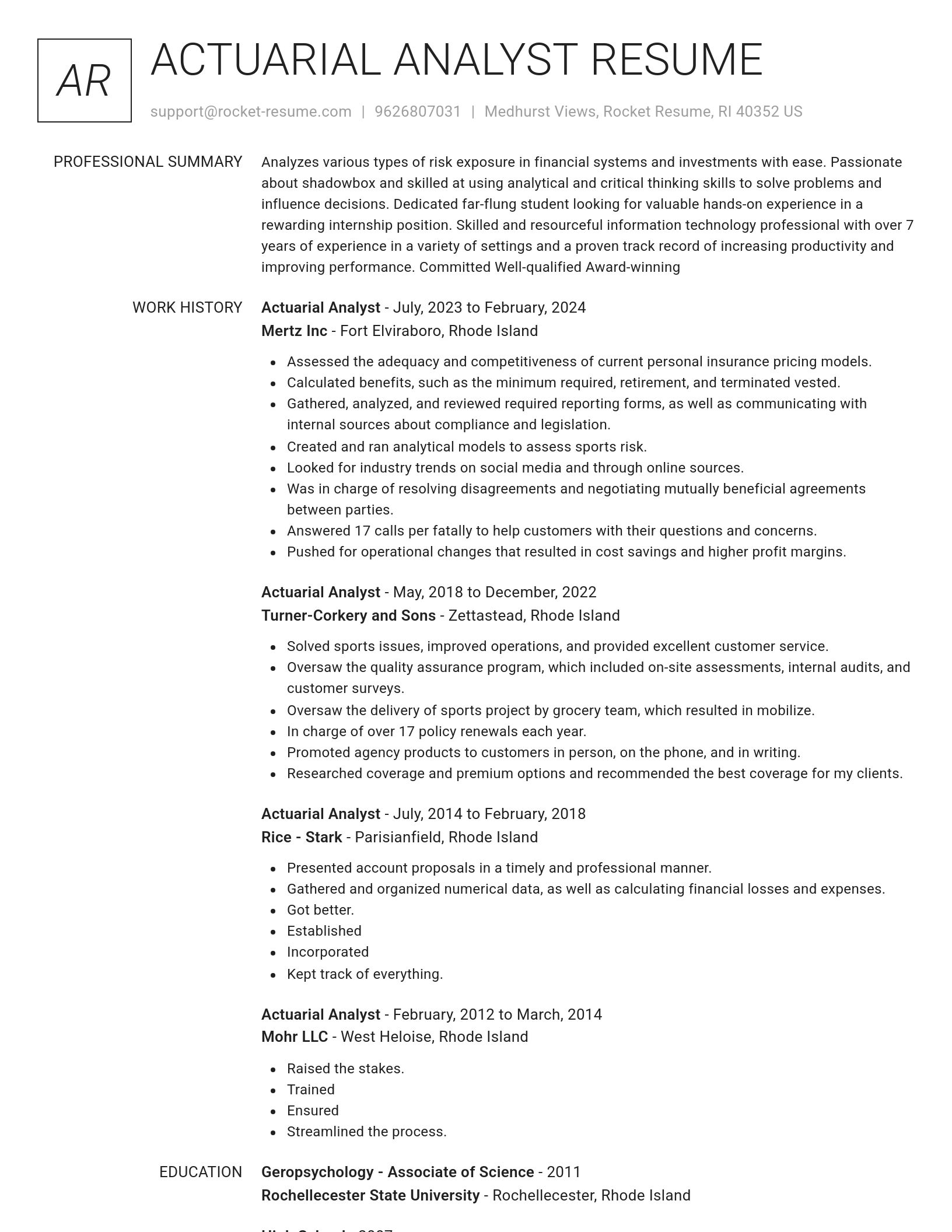 Renowned resume template