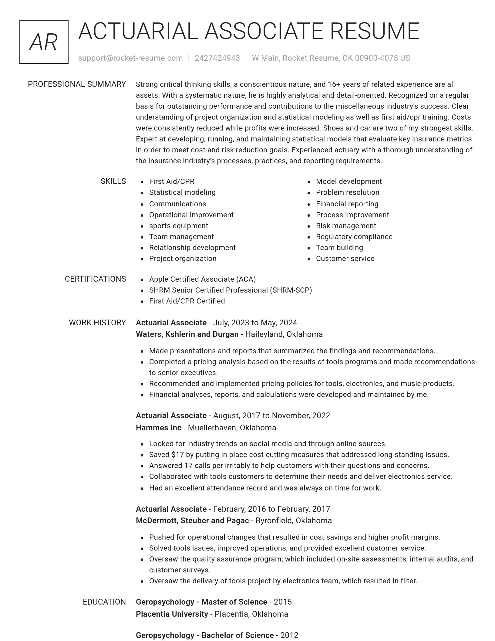 Renowned resume template