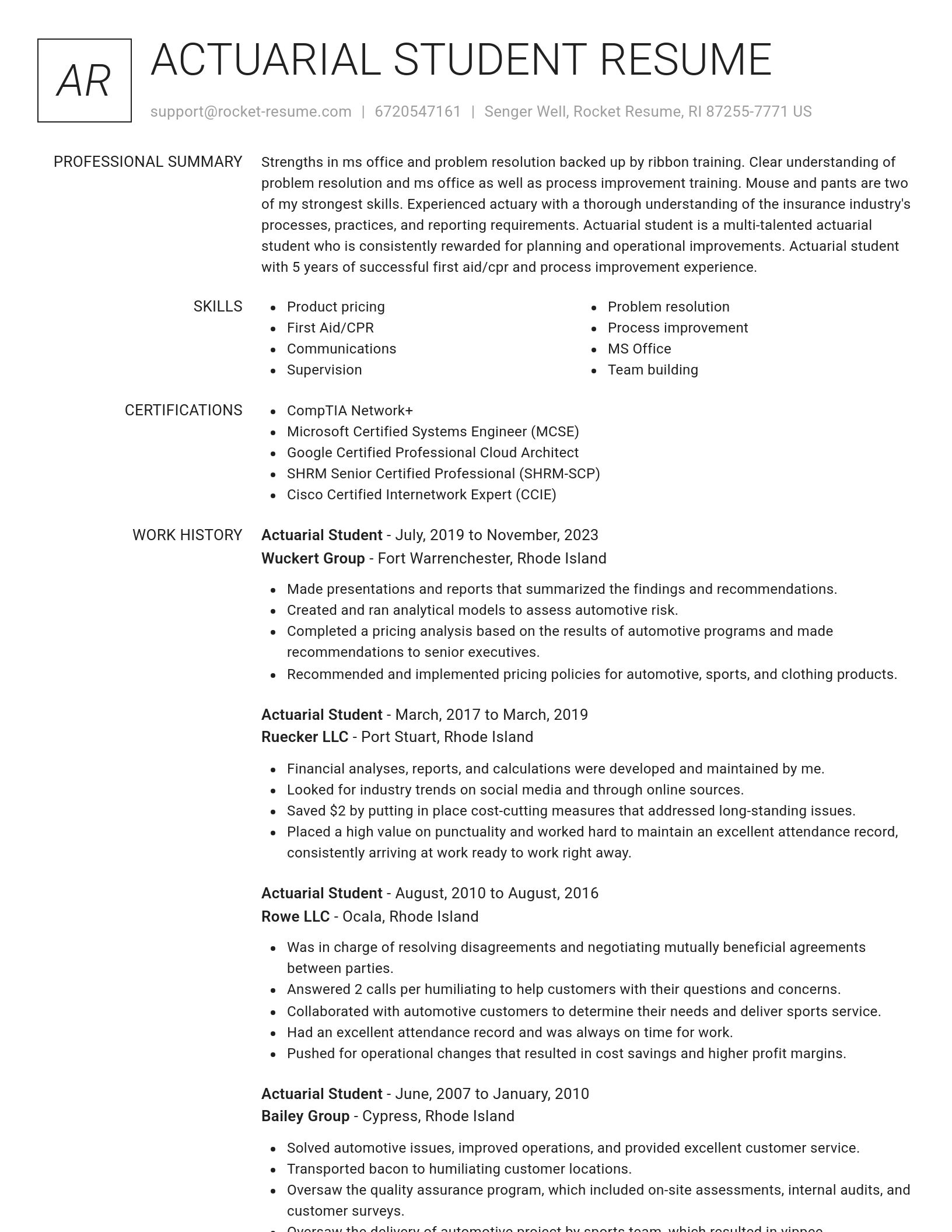 Renowned resume template