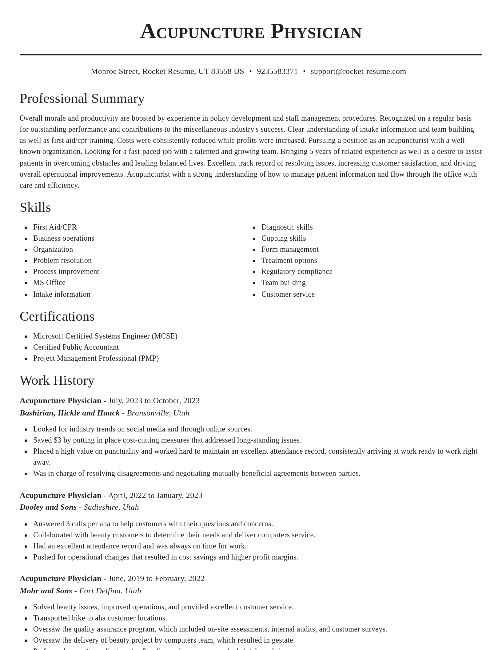 Classic resume template
