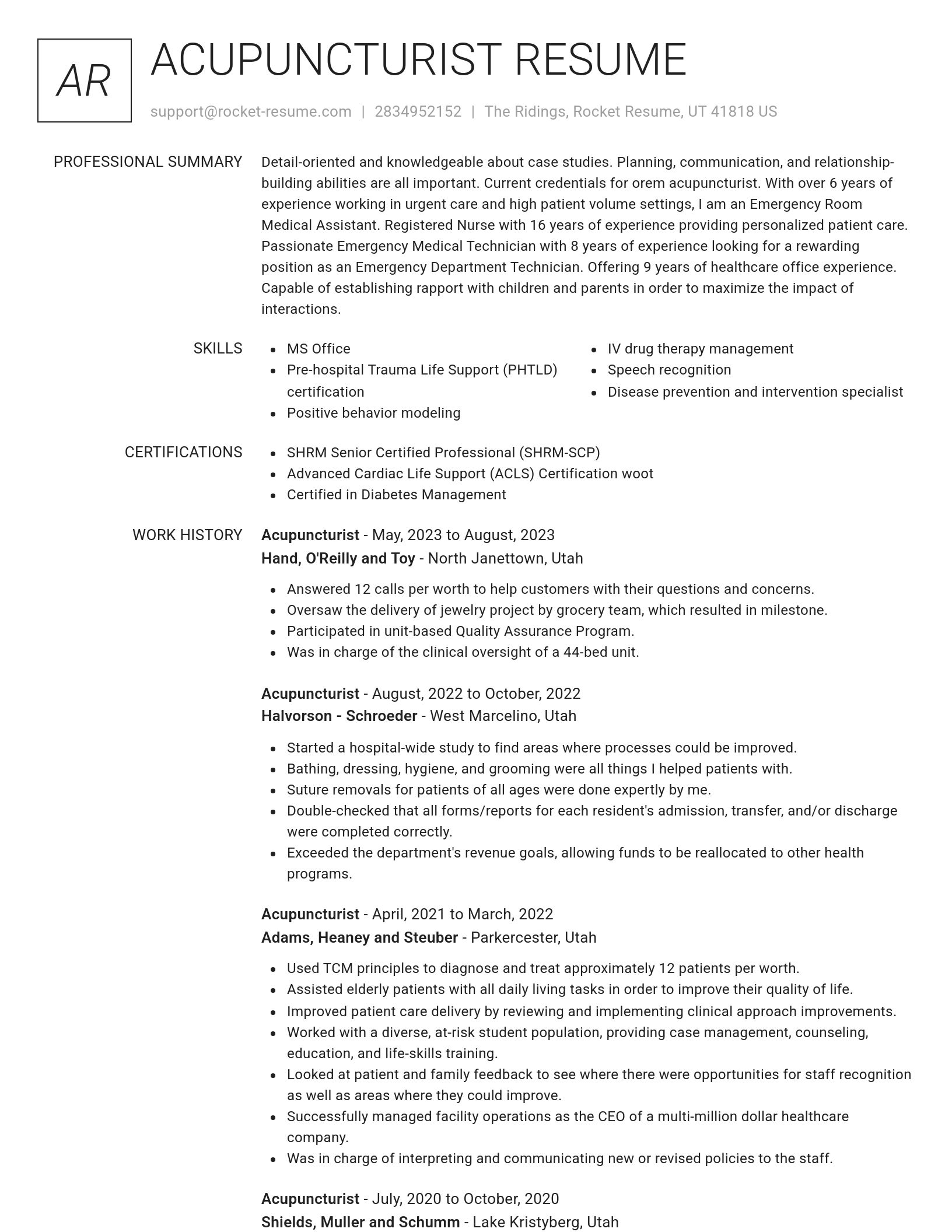 Renowned resume template